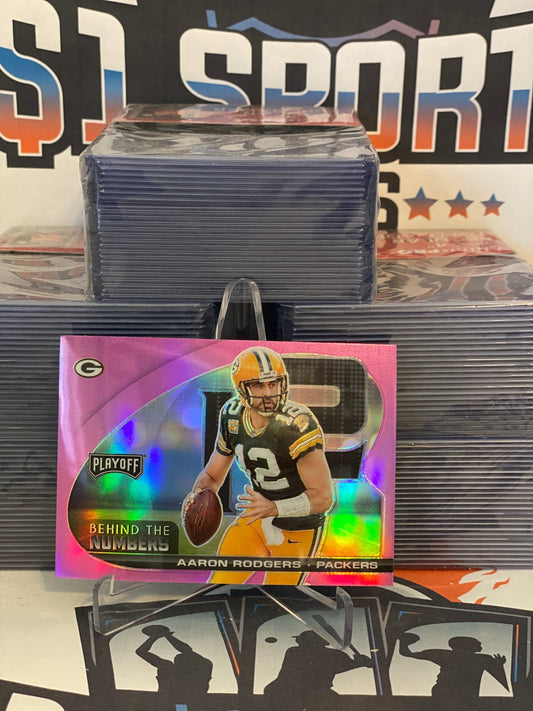 2021 Panini Playoff (Pink Prizm, Behind The Numbers) Aaron Rodgers #BTN-ARO