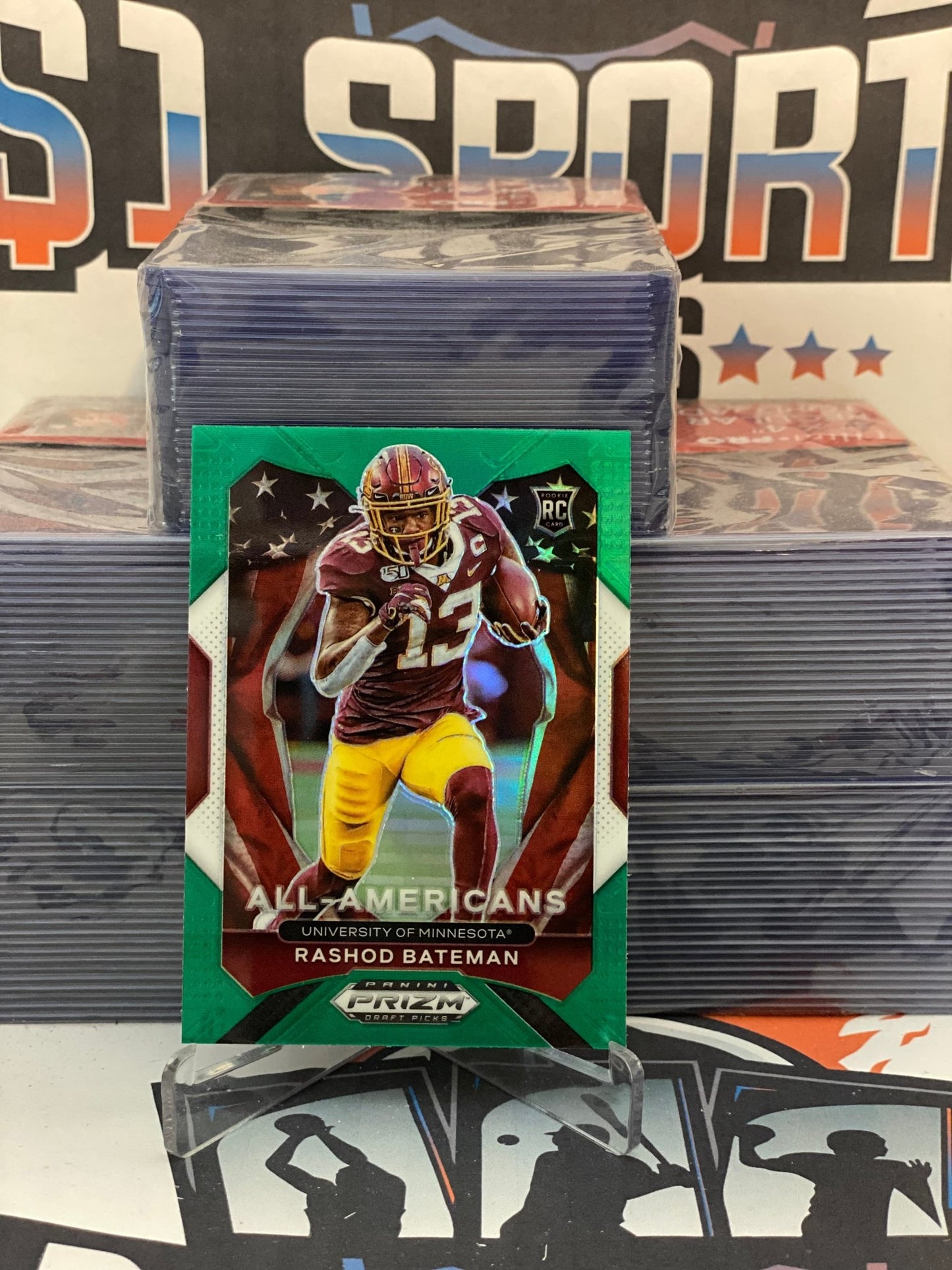 2021 Panini Prizm Draft Picks (Green Prizm, All-Americans) Rashod Bateman Rookie #196