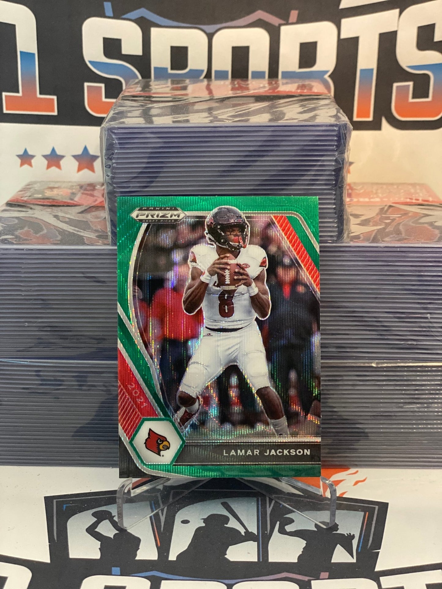 2021 Panini Prizm Draft Picks (Green Wave Prizm) Lamar Jackson #26