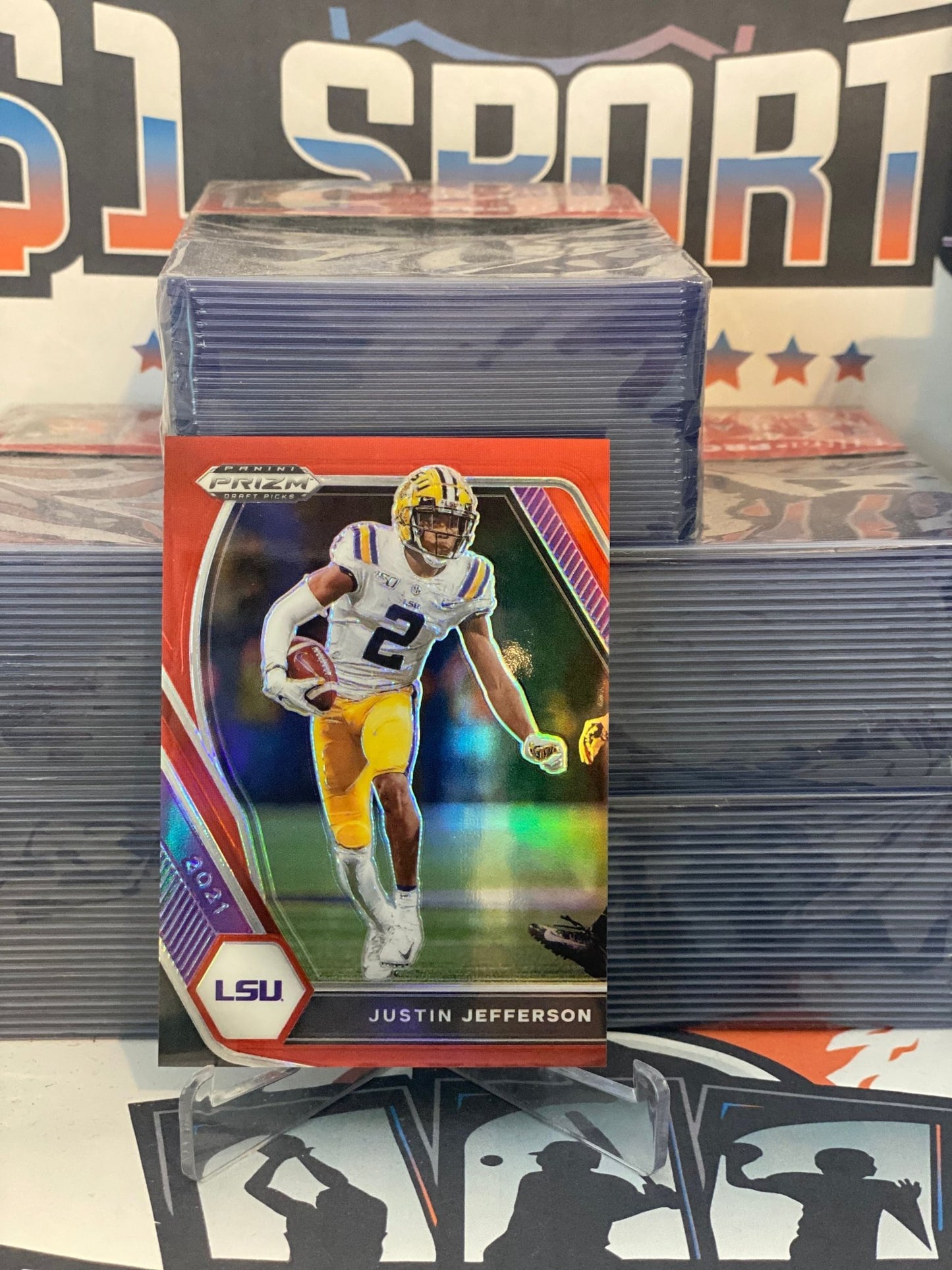 2021 Panini Prizm Draft Picks (Red Prizm 134/299) Justin Jefferson #56