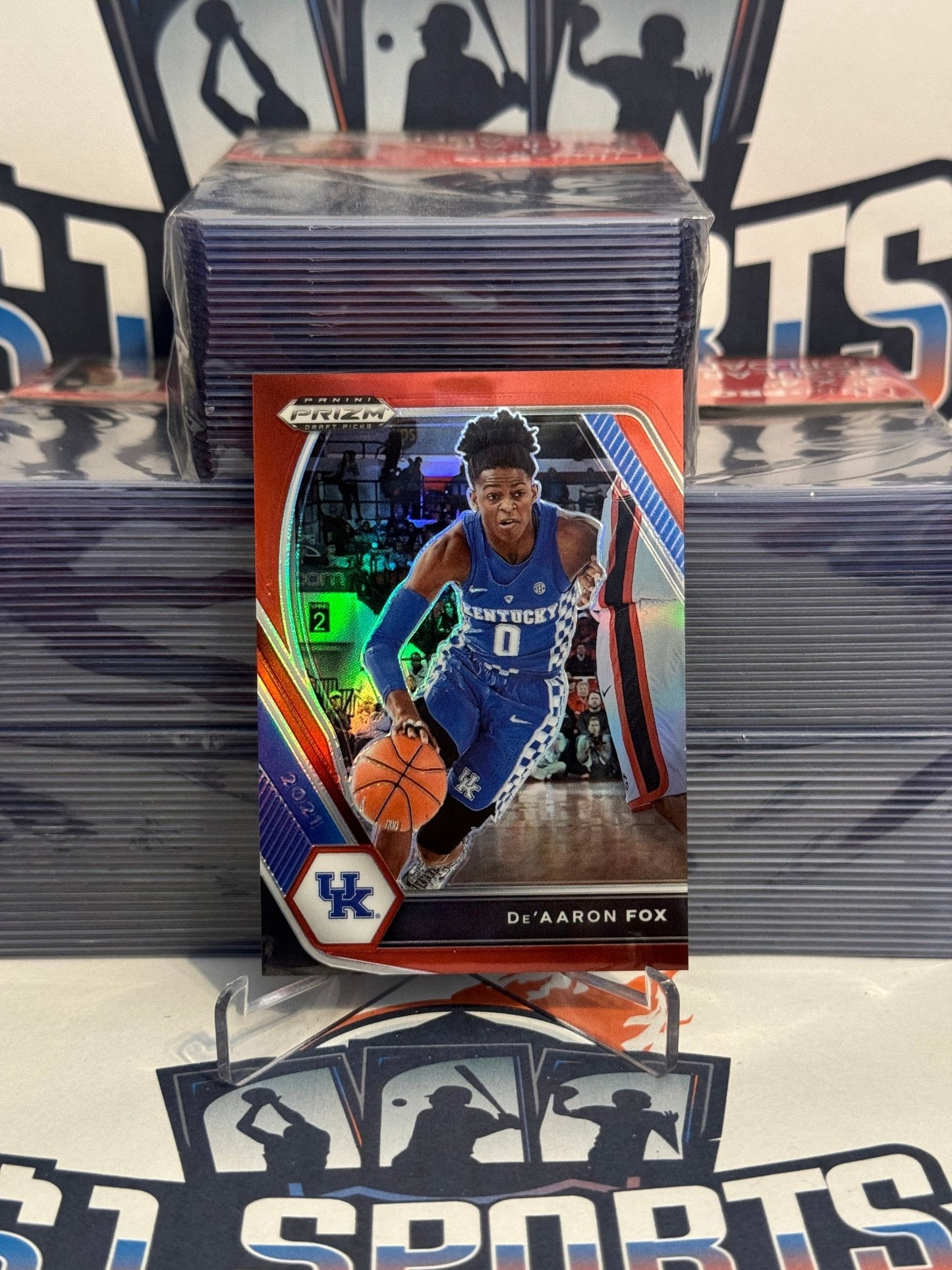 2021 Panini Prizm Draft Picks (Red Prizm 54/299) De'Aaron Fox #72