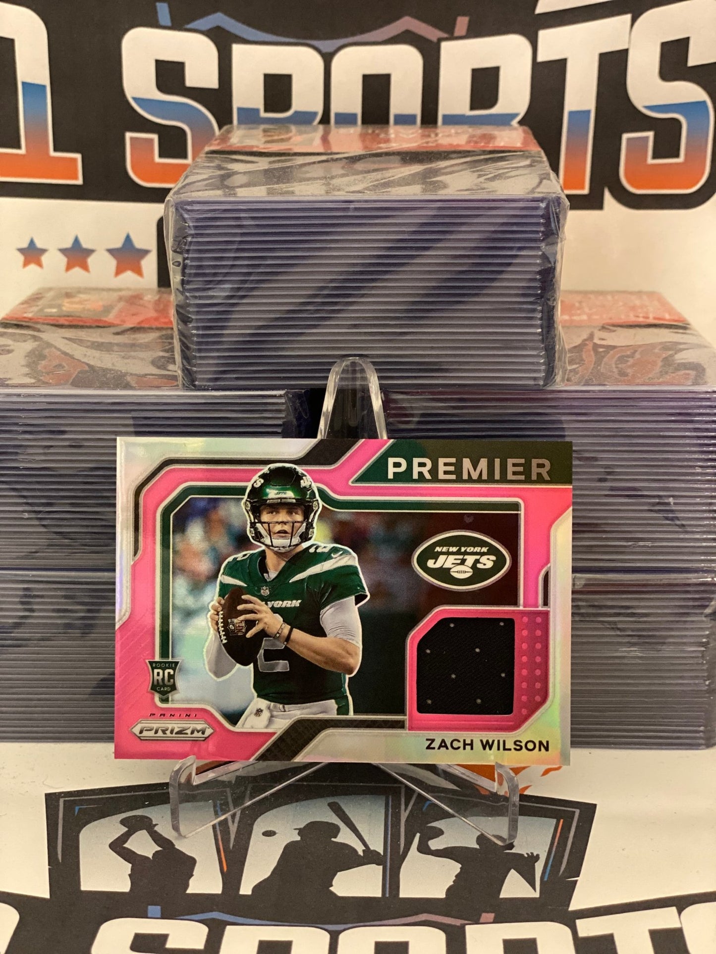 2021 Panini Prizm (Pink Pulsar Prizm, Premier Jersey Relic) Zach Wilson Rookie #PJ-8