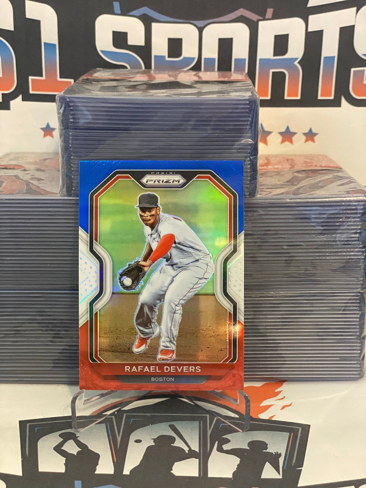 2021 Panini Prizm (Red White Blue Prizm) Rafael Devers #67