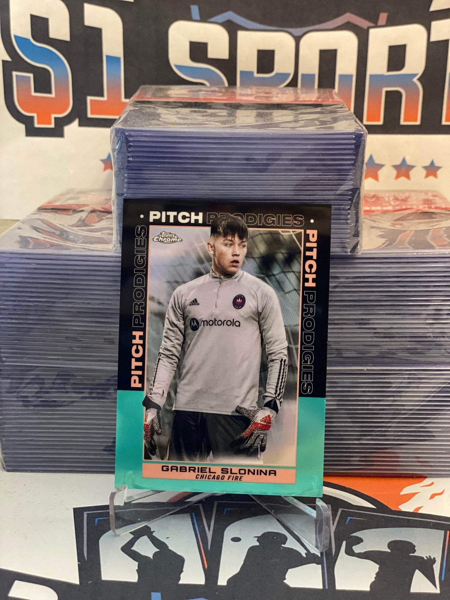 2021 Topps Chrome MLS (Teal Refractor 018/299, Pitch Prodigies) Gabriel Slonina #198