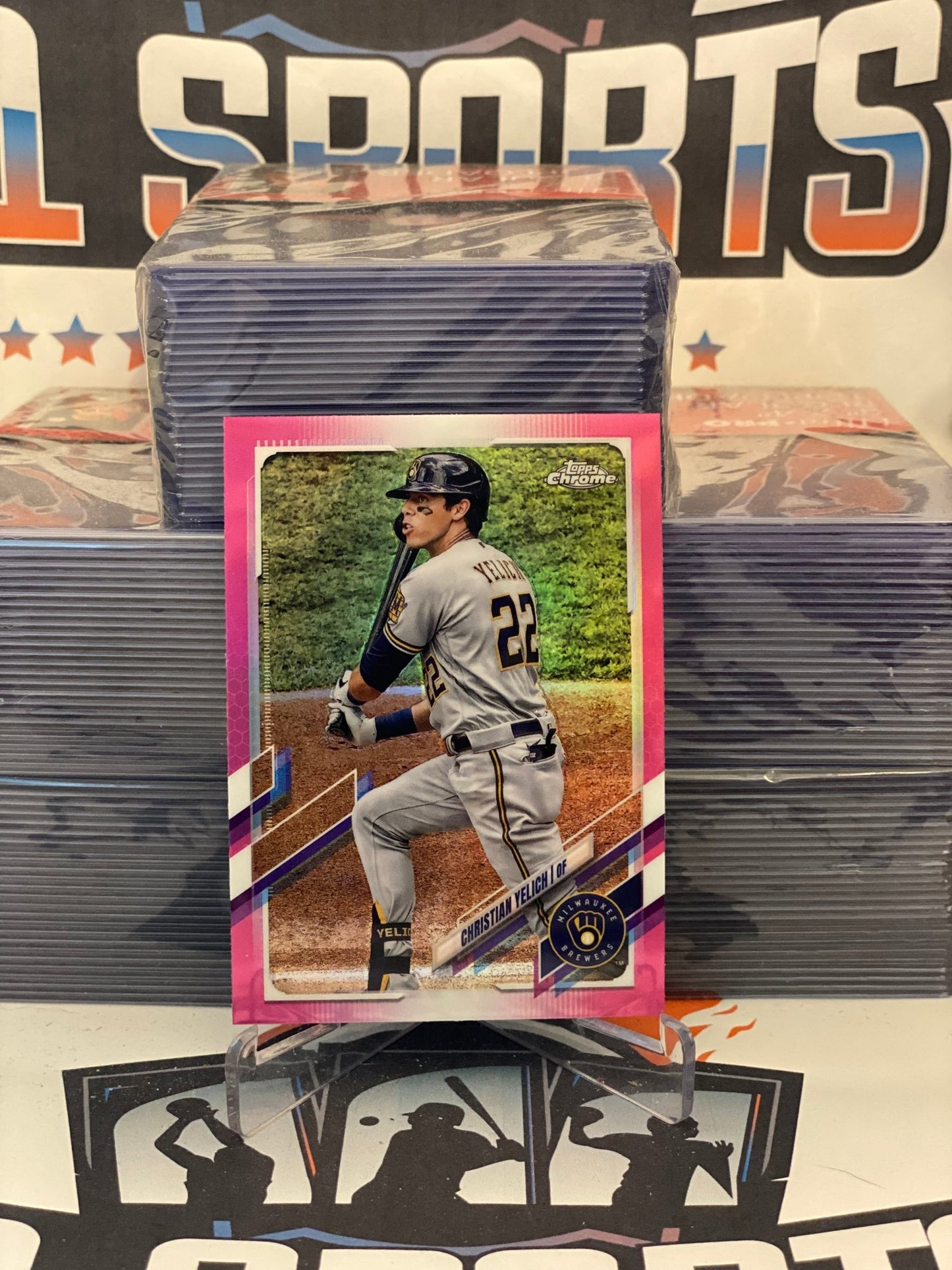 2021 Topps Chrome (Pink Refractor) Christian Yelich #18