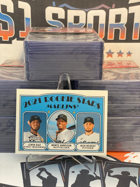 2021 Topps Heritage (Rookie Stars) Lewin Diaz, Monte Harrison, Nick Neidert #209