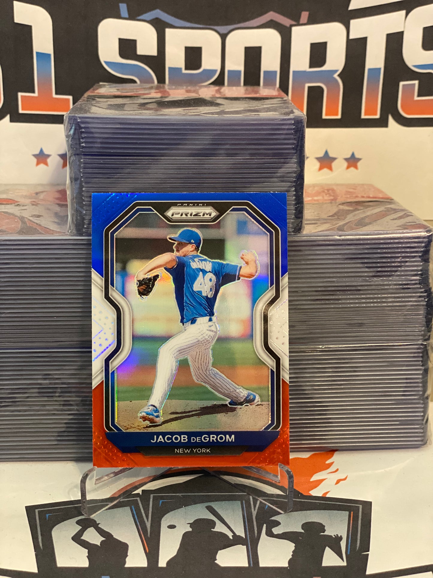 2021 Panini Prizm (Red White Blue Prizm) Jacob DeGrom #111