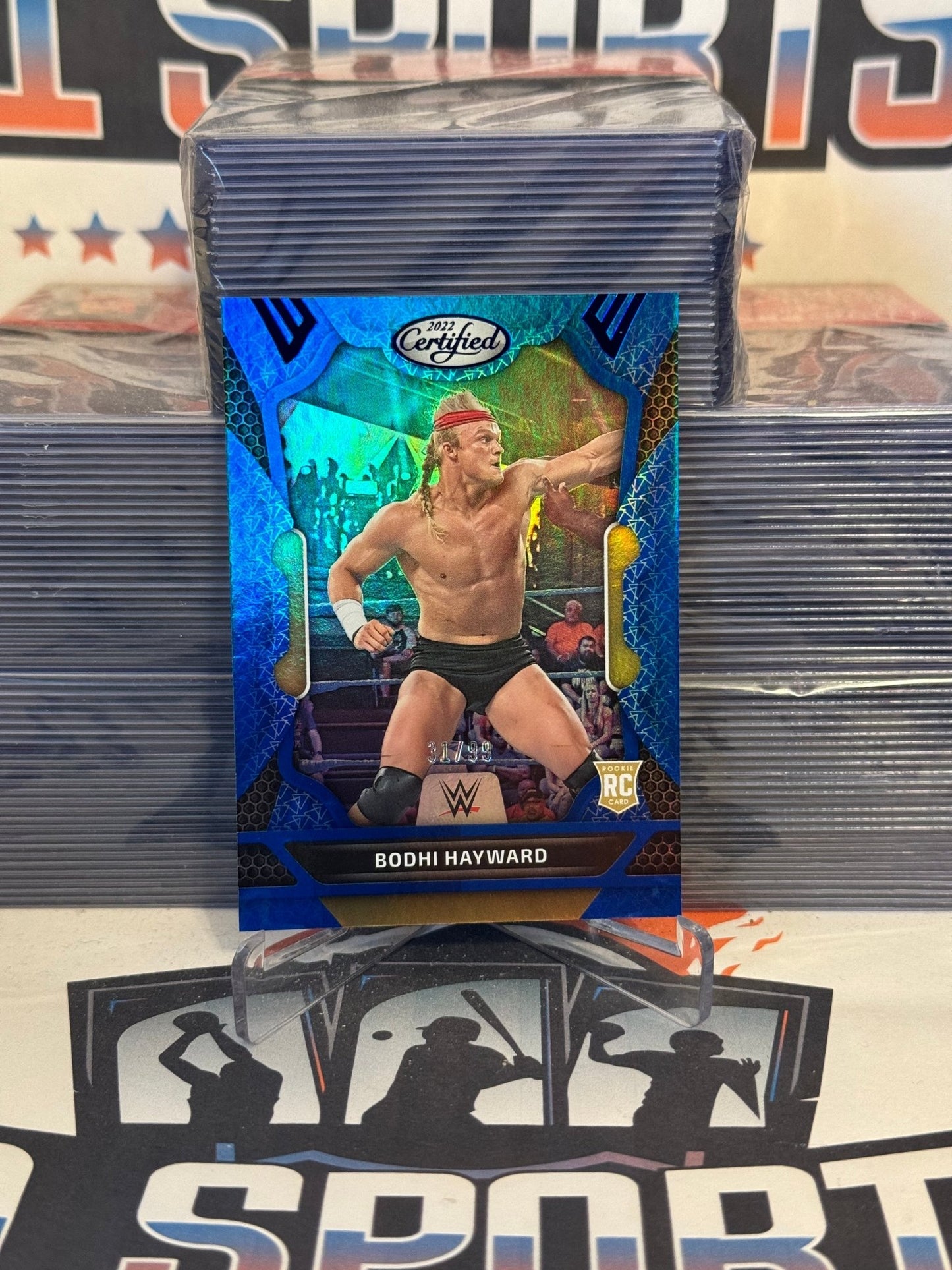 2022 Panini Chronicles WWE (Blue, Certified 31/99) Bodhi Hayward Rookie #234