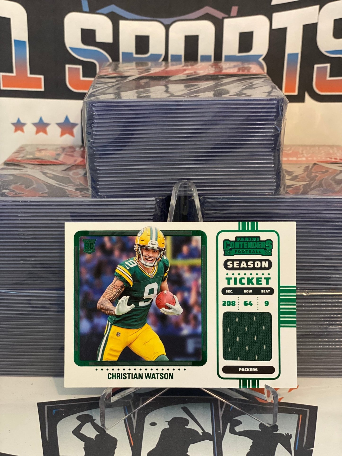 2022 Panini Contenders (Green, Relic) Christian Watson Rooie #RSV-CWA