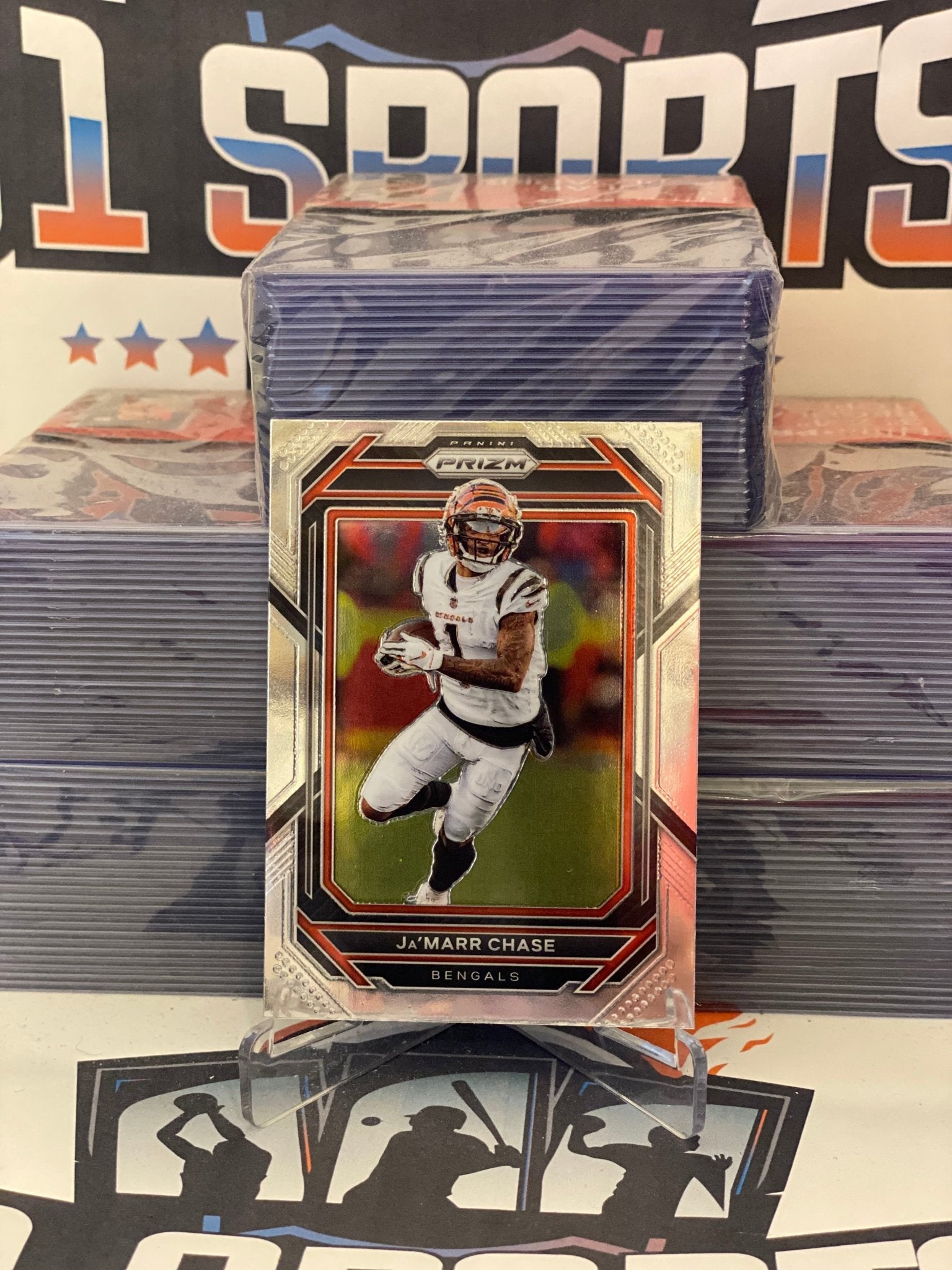 2022 Panini Prizm #58 JA'MARR CHASE Red White Blue Prizm • BENGALS