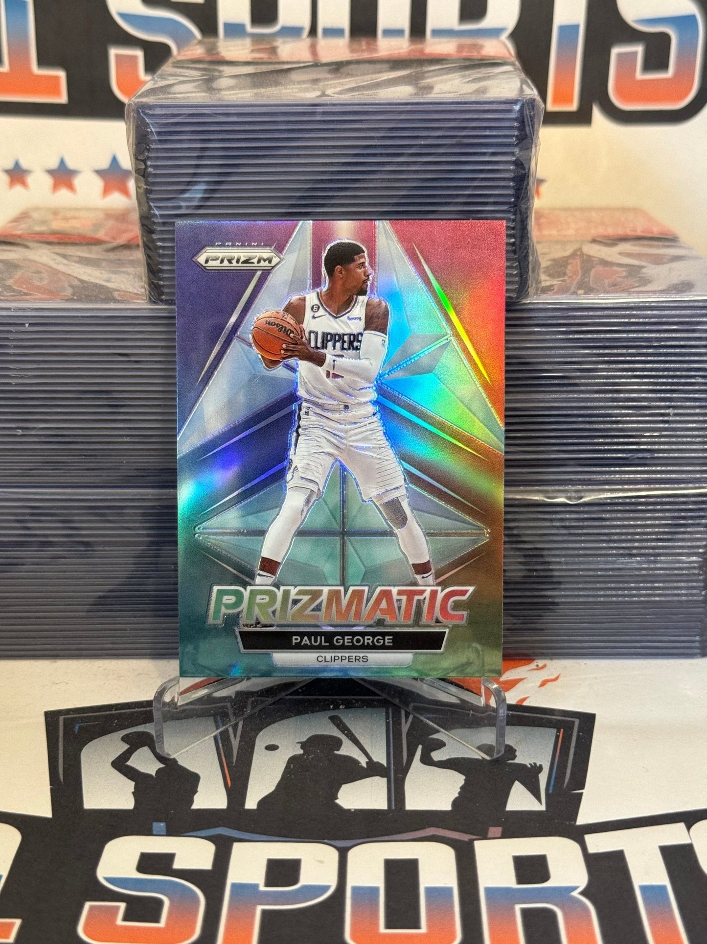 2022 Panini Prizm (Silver Prizm, Prizmatic) Paul George #14