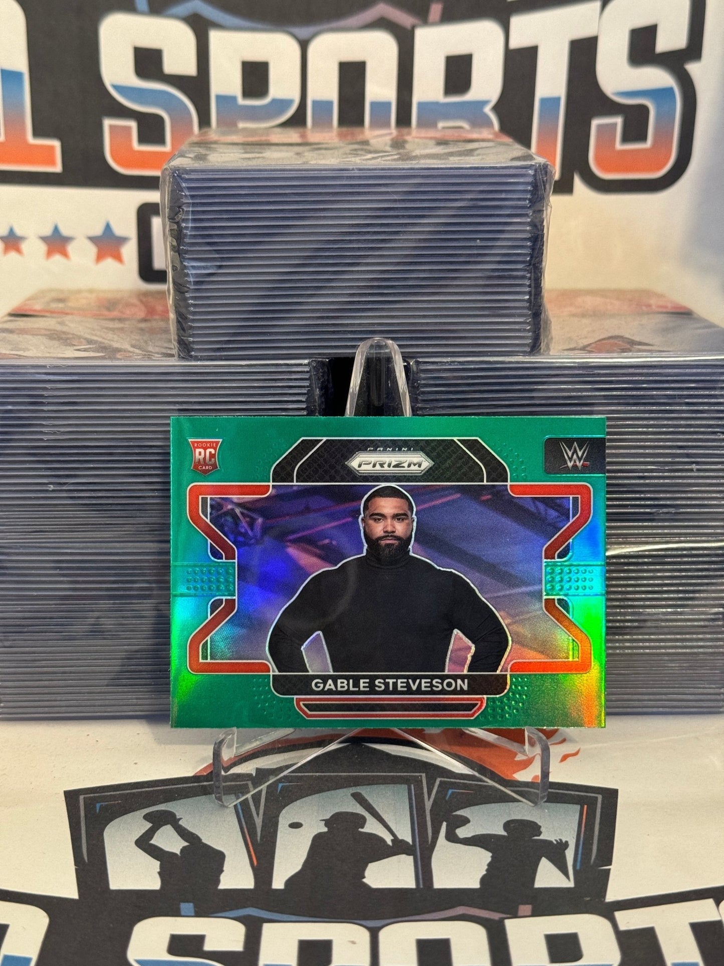 2022 Panini Prizm WWE (Green Prizm) Gable Steveson Rookie #23