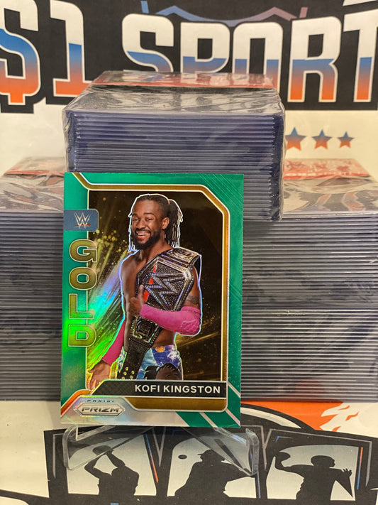 2022 Panini Prizm WWE (Green Prizm, Gold) Kofi Kingston #12