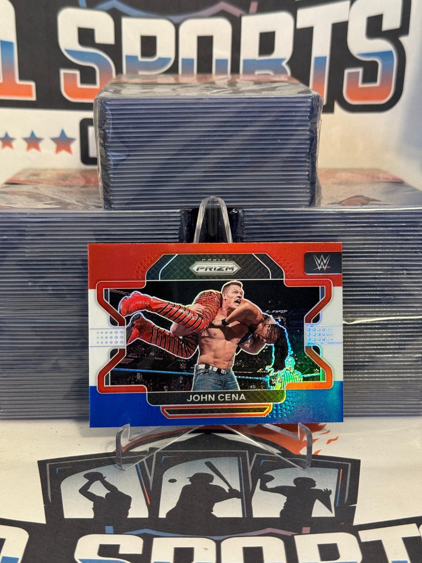 2022 Panini Prizm WWE (Red White Blue Prizm) John Cena #45