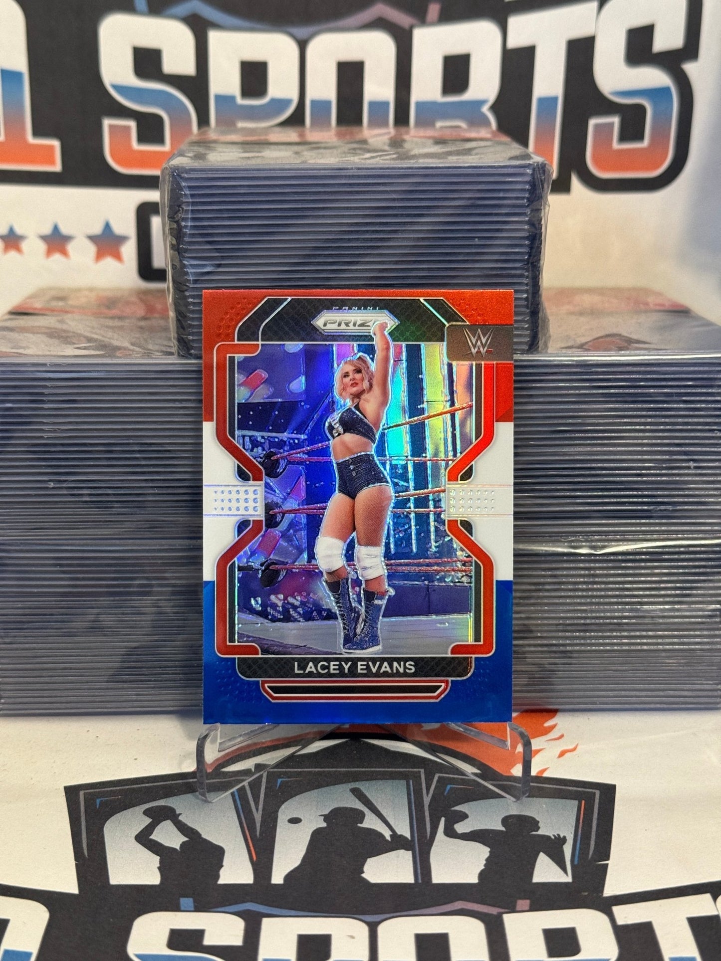2022 Panini Prizm WWE (Red White Blue Prizm) Lacey Evans #189