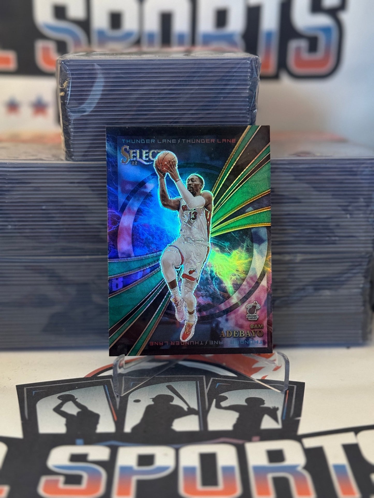 2022 Panini Select (Green Prizm, Thunder Lane) Bam Adebayo #11