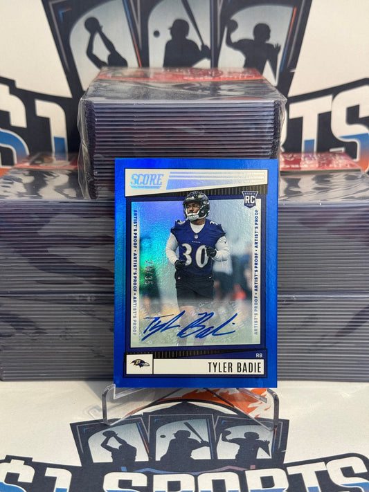 2022 Score (Blue Foil Auto 24/35) Tyler Badie Rookie #342