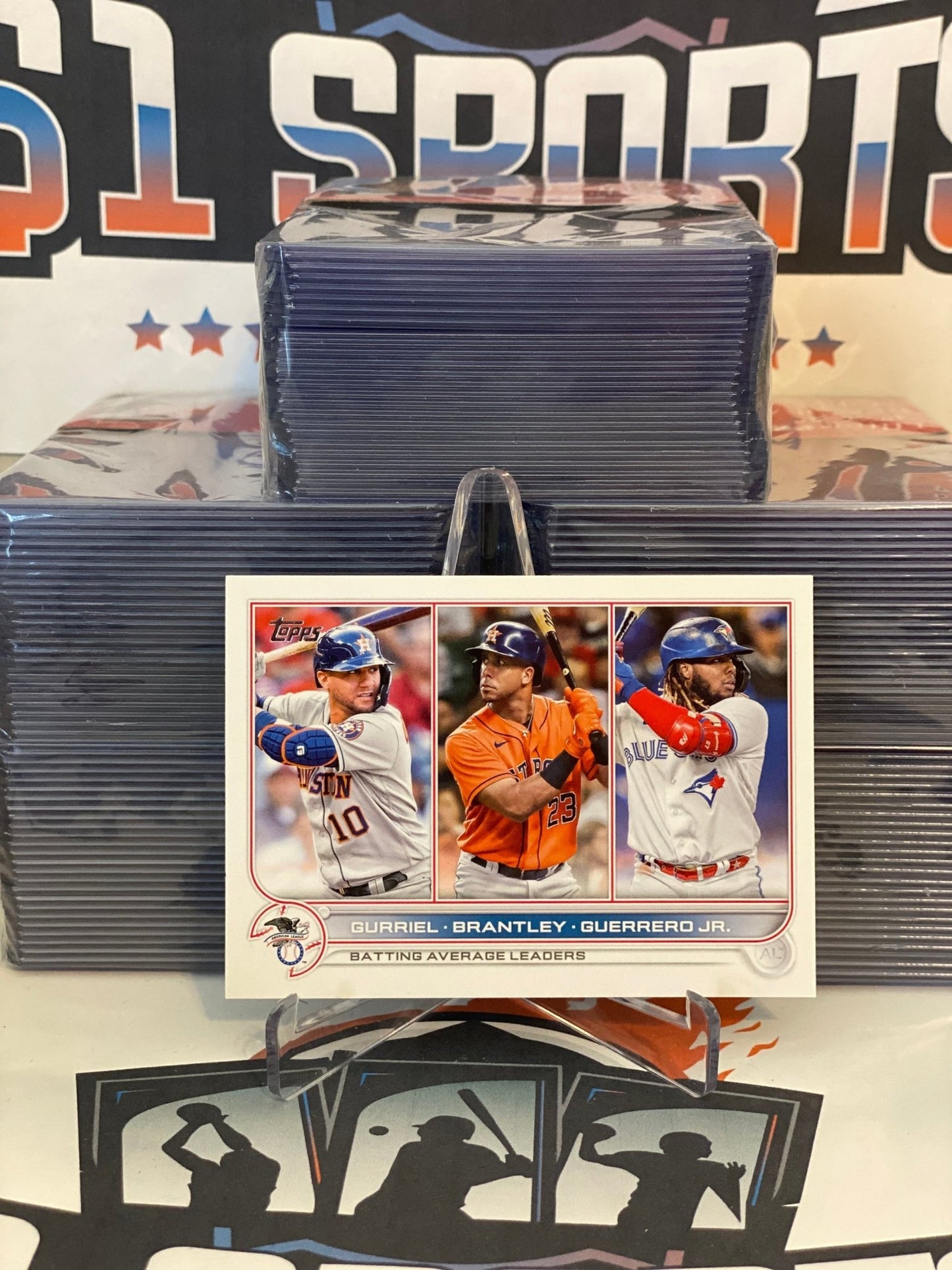 2022 Topps (Batting Average Leaders) Vladimir Guerrero Jr., Yuli Gurriel, Michael Brantley #165