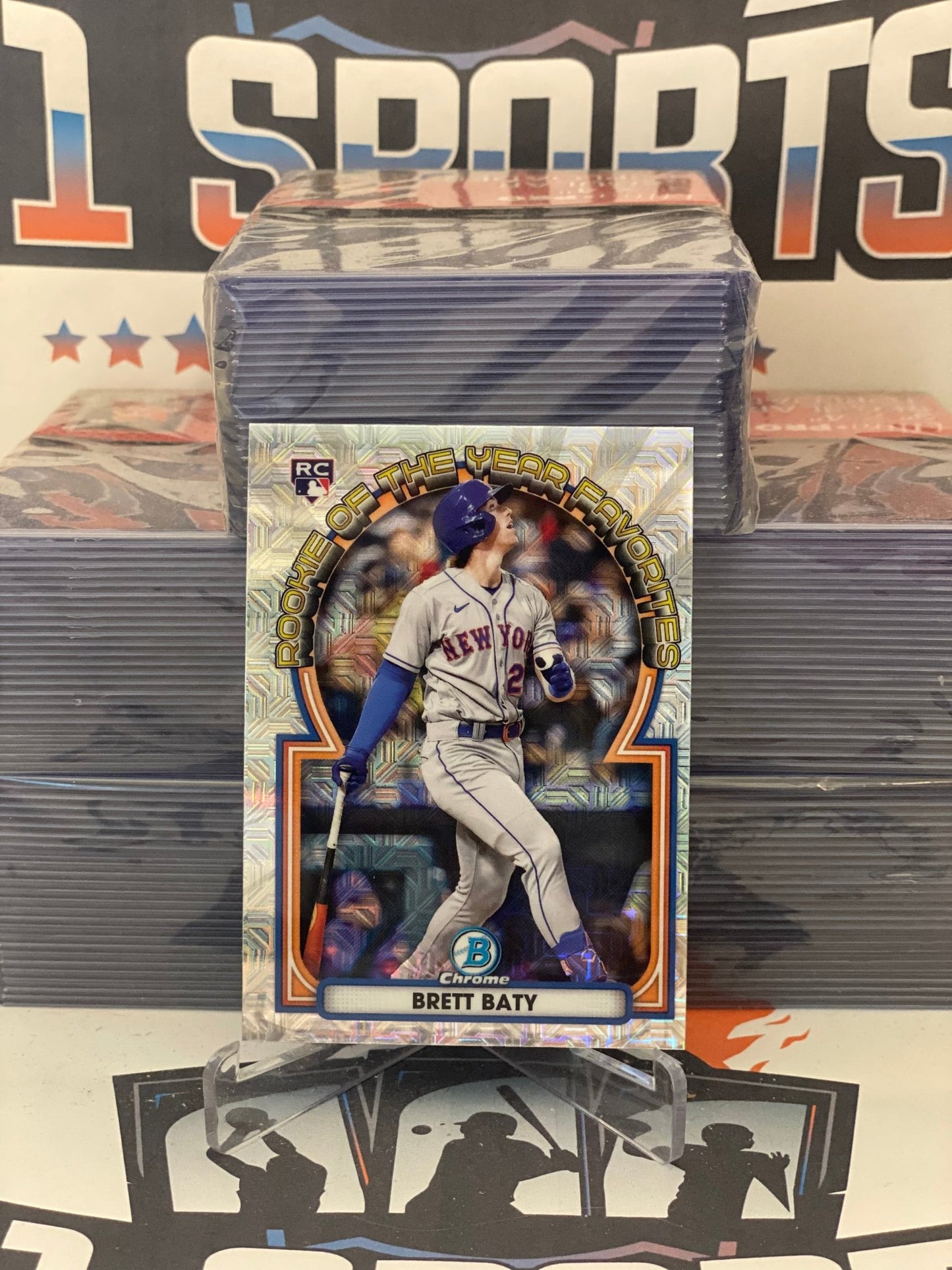 2023 Bowman Chrome (Mega Refractor, Rookie of the Year Favorites) Brett Baty Rookie #ROYF-3