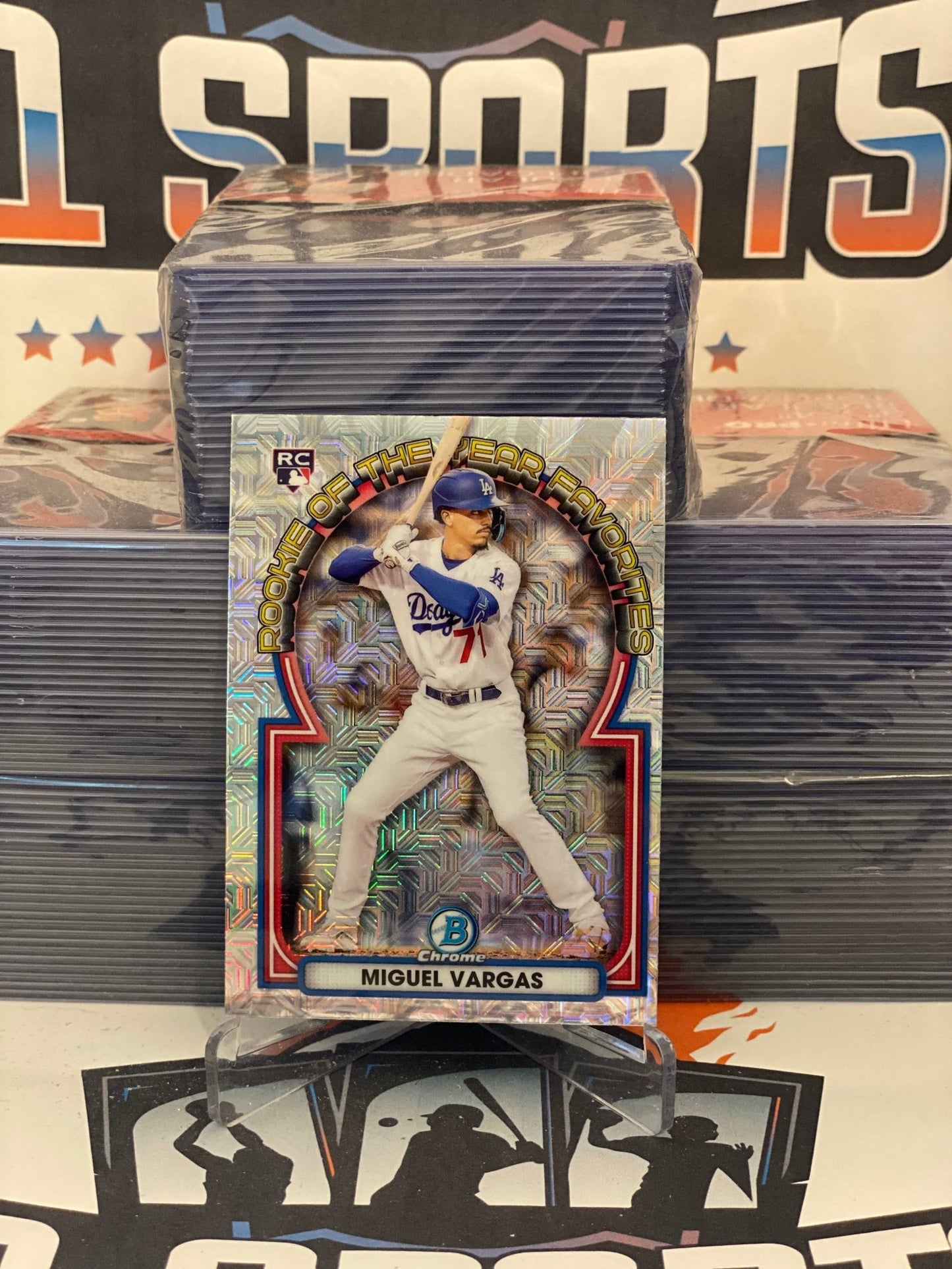 2023 Bowman Chrome (Mega Refractor, Rookie of the Year Favorites) Miguel Vargas Rookie #ROYF-12