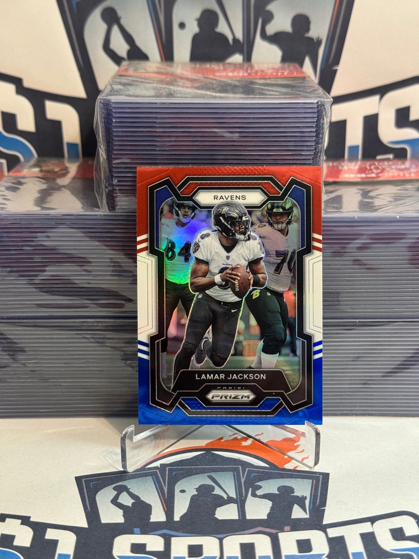 2023 Panini Prizm (Red White Blue Prizm) Lamar Jackson #18