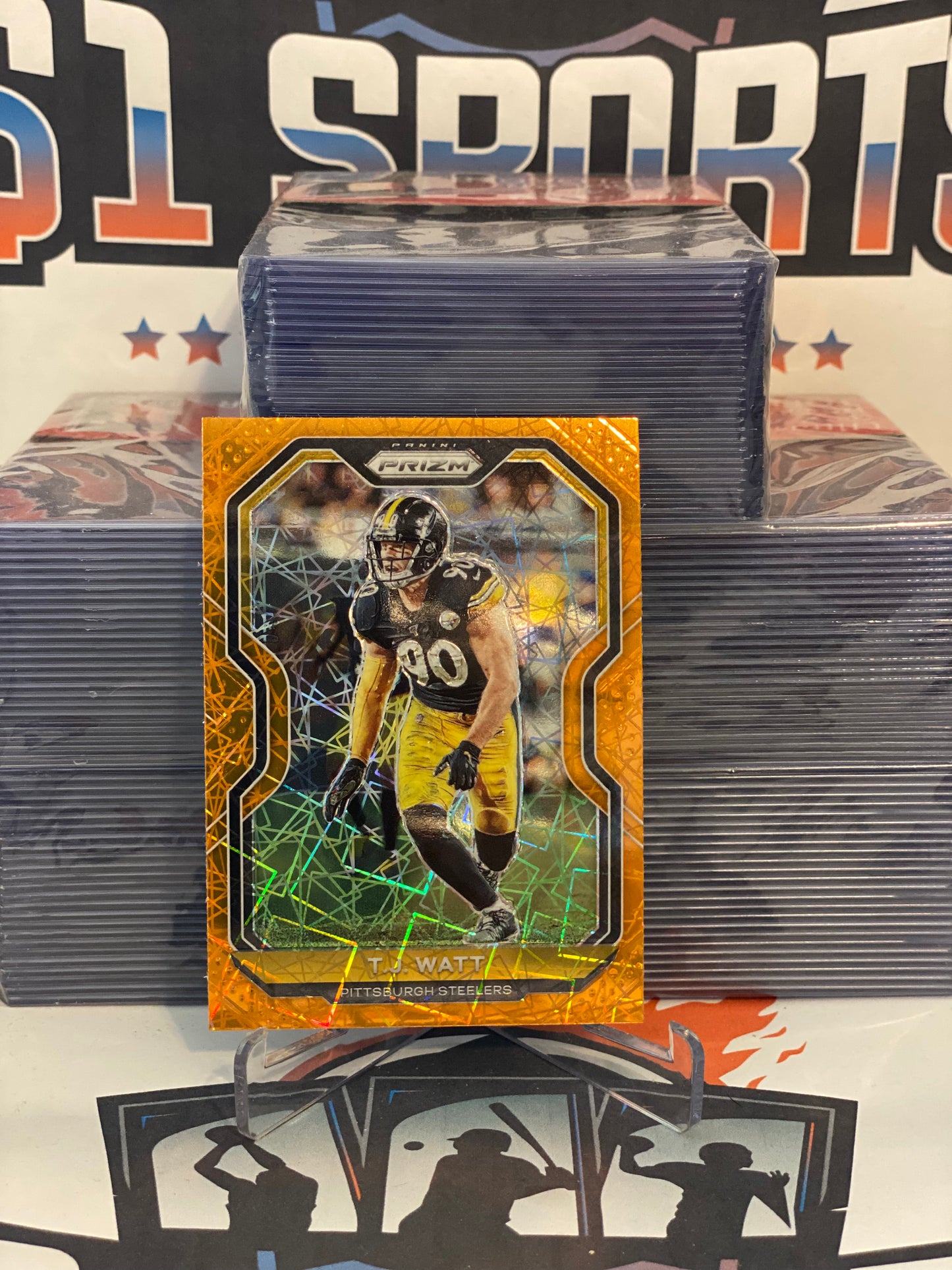 2020 Panini Prizm (Orange Lazer Prizm) T.J. Watt #71
