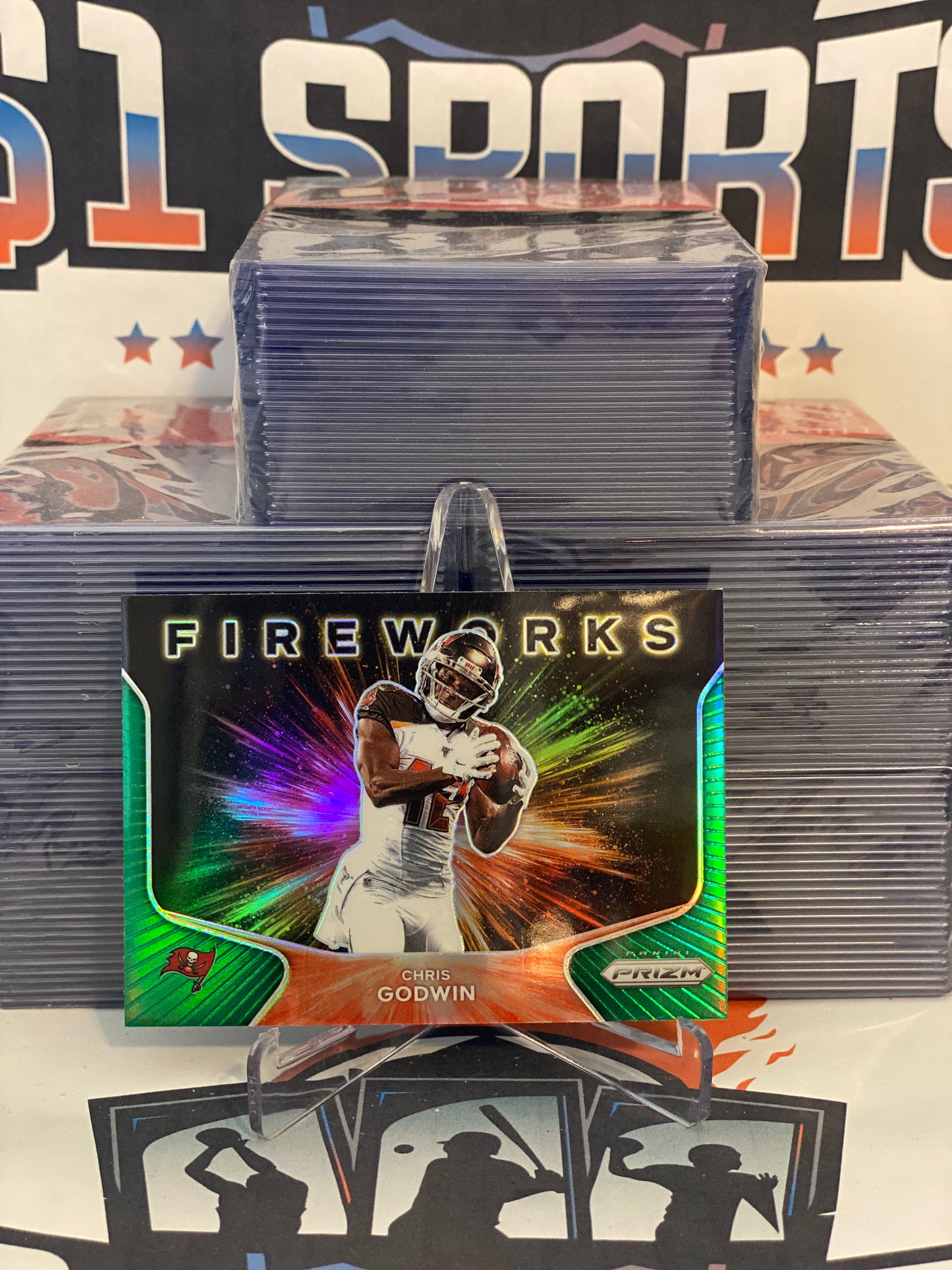 2020 Panini Prizm (Green Prizm, Fireworks) Chris Godwin #8