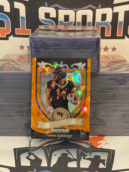 2021 Panini Prizm Draft Picks (Orange Ice Prizm, Crusade) Sage Surratt Rookie #177