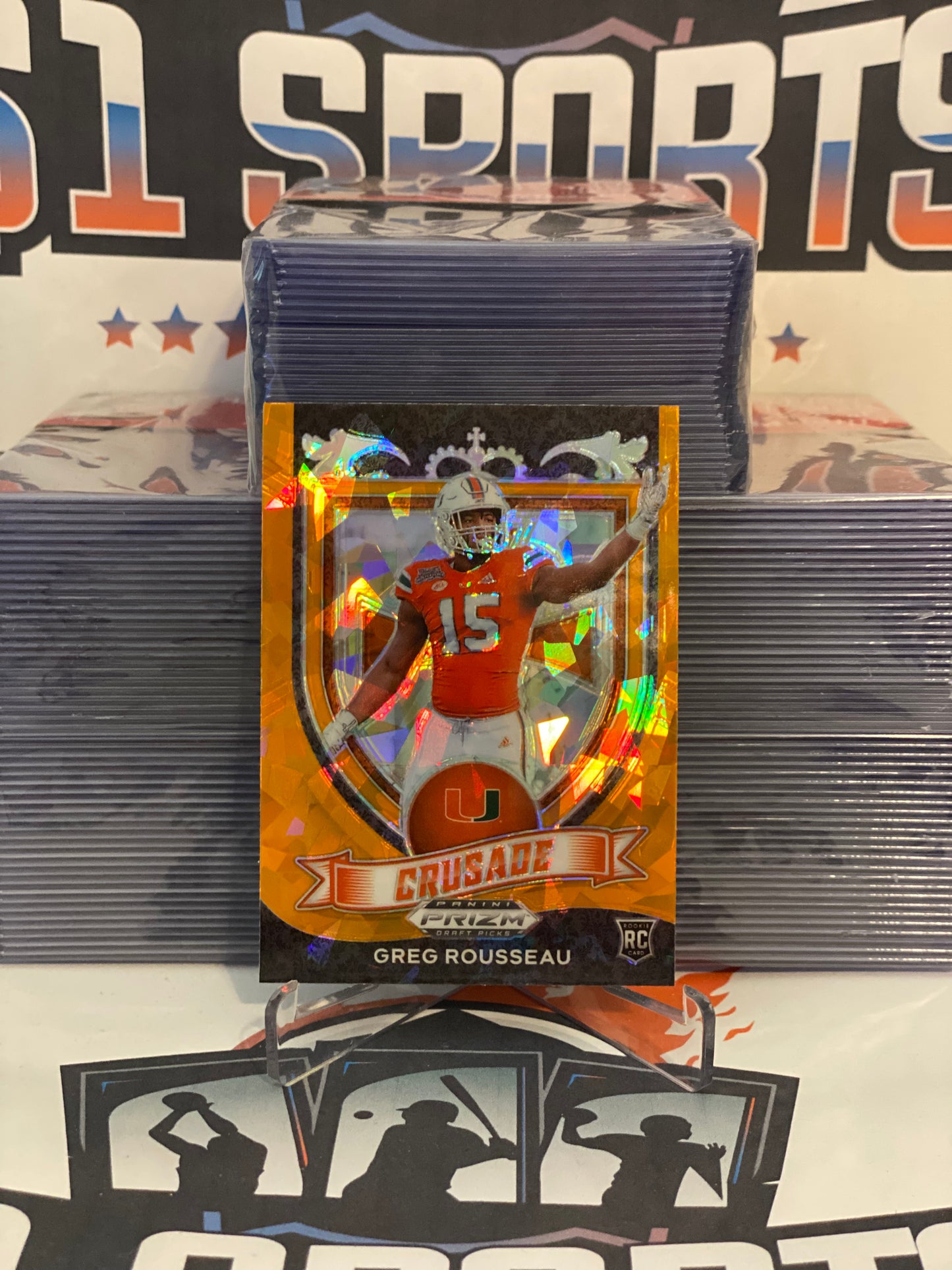 2021 Panini Prizm Draft Picks (Orange Ice Prizm; Crusade) Gregory Rousseau Rookie #179