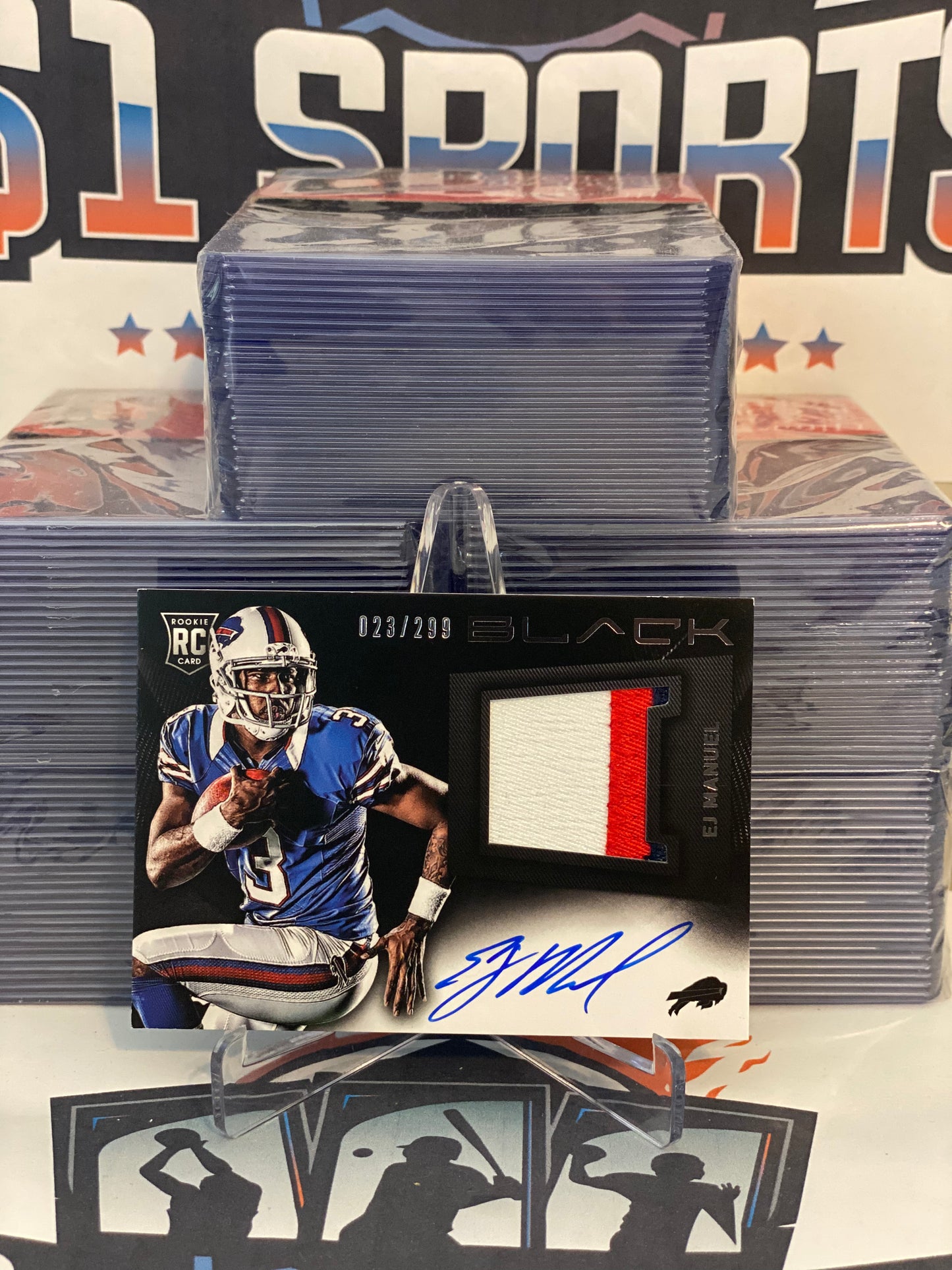 2013 Panini Black (Relic & Auto 023/299) EJ Manuel Rookie #209