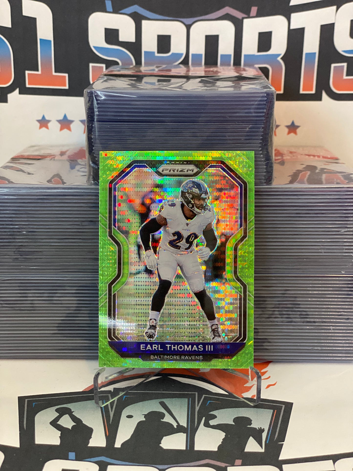 2020 Panini Prizm (Neon Green Pulsar Prizm) Earl Thomas III #42