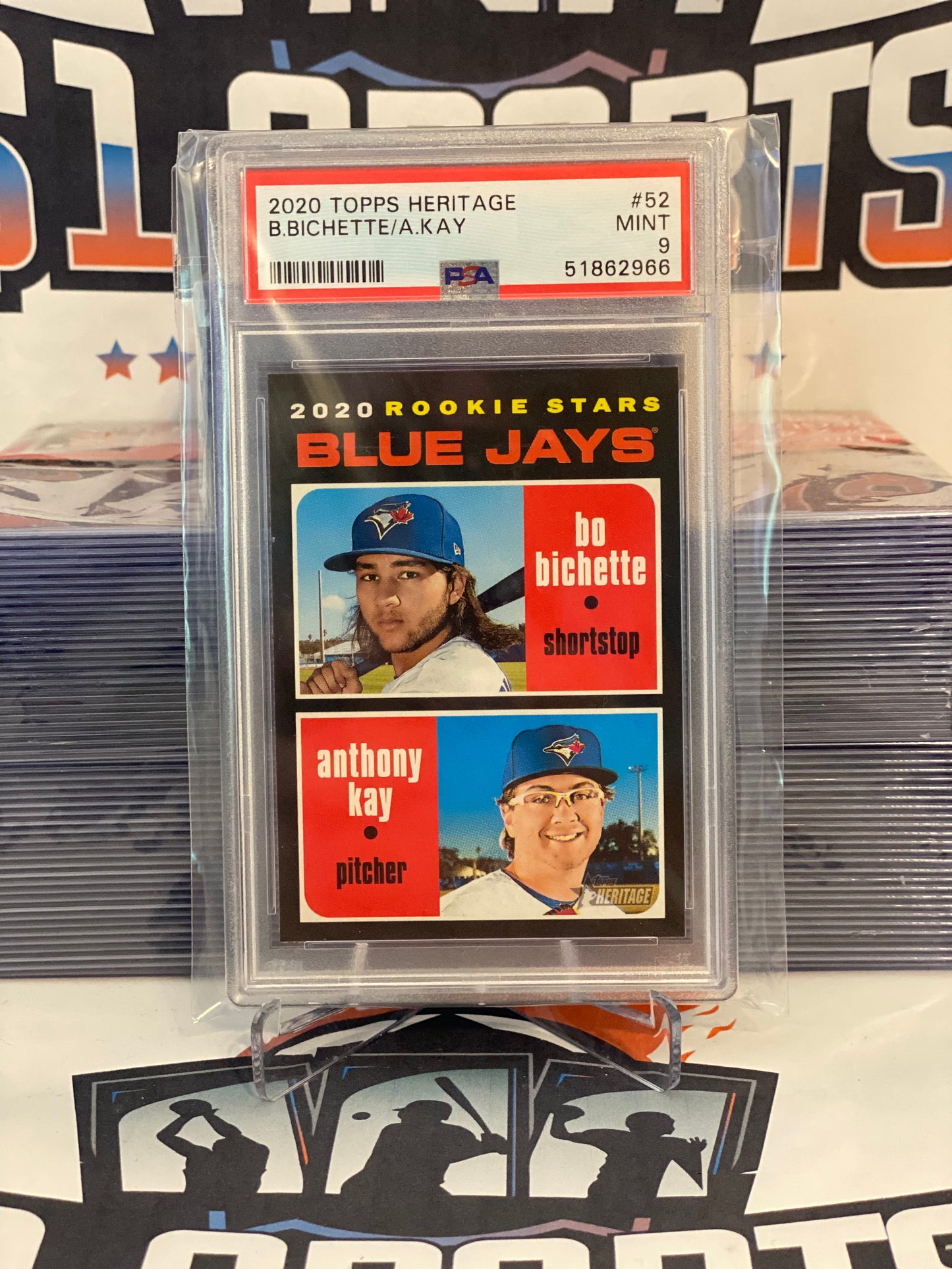 2020 Topps Heritage (Rookie Stars) Bo Bichette & Anthony Kay #52 - PSA 9