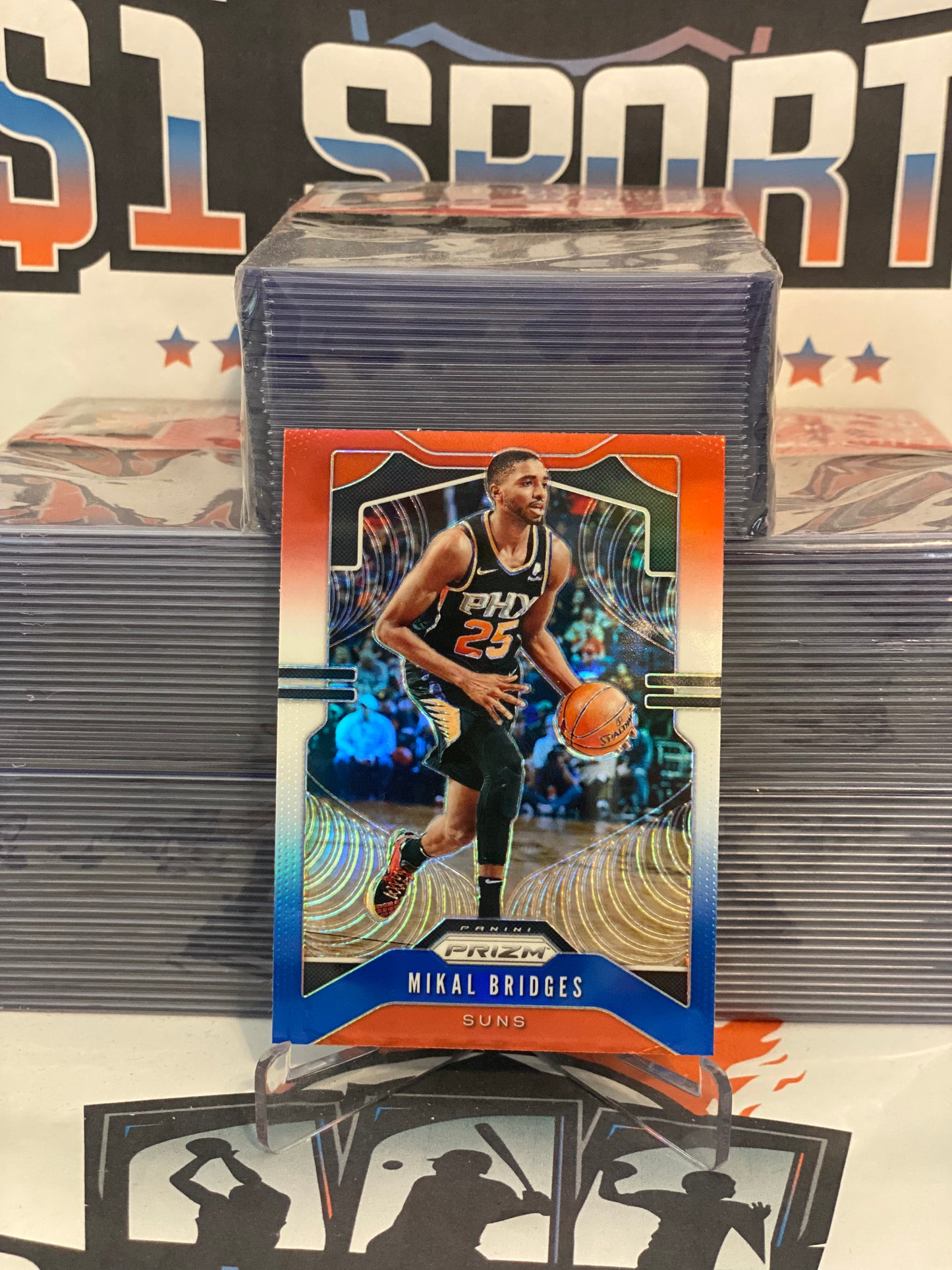 2019 Panini Prizm (Red White Blue Prizm) Mikal Bridges #99