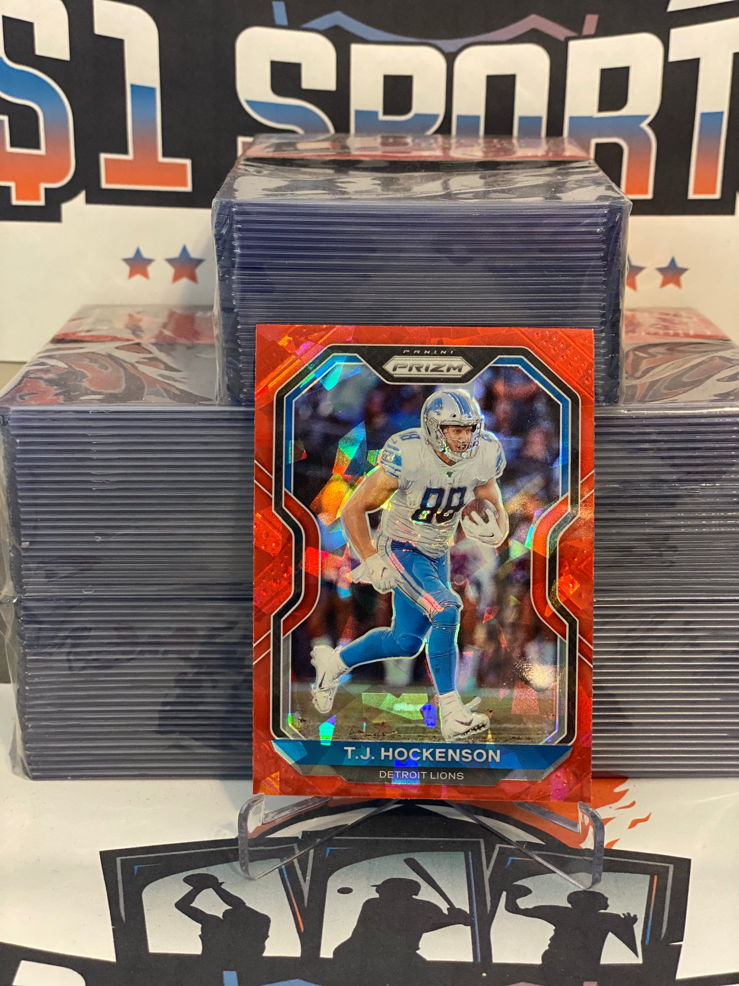 2020 Panini Prizm (Red Ice Prizm) T.J. Hockenson #201