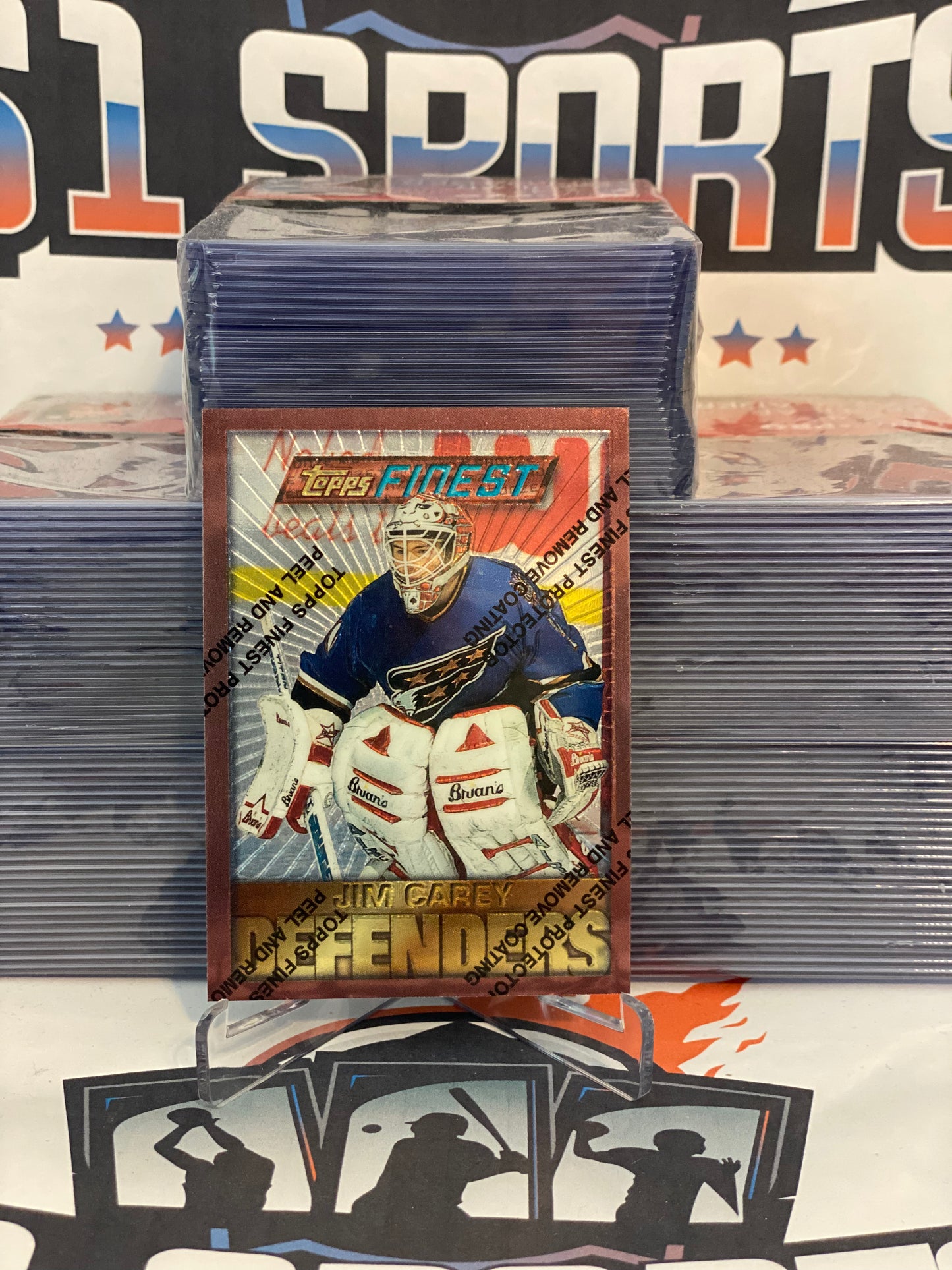 1996 Topps Finest (Defenders w/ Protector) Jim Carey #66