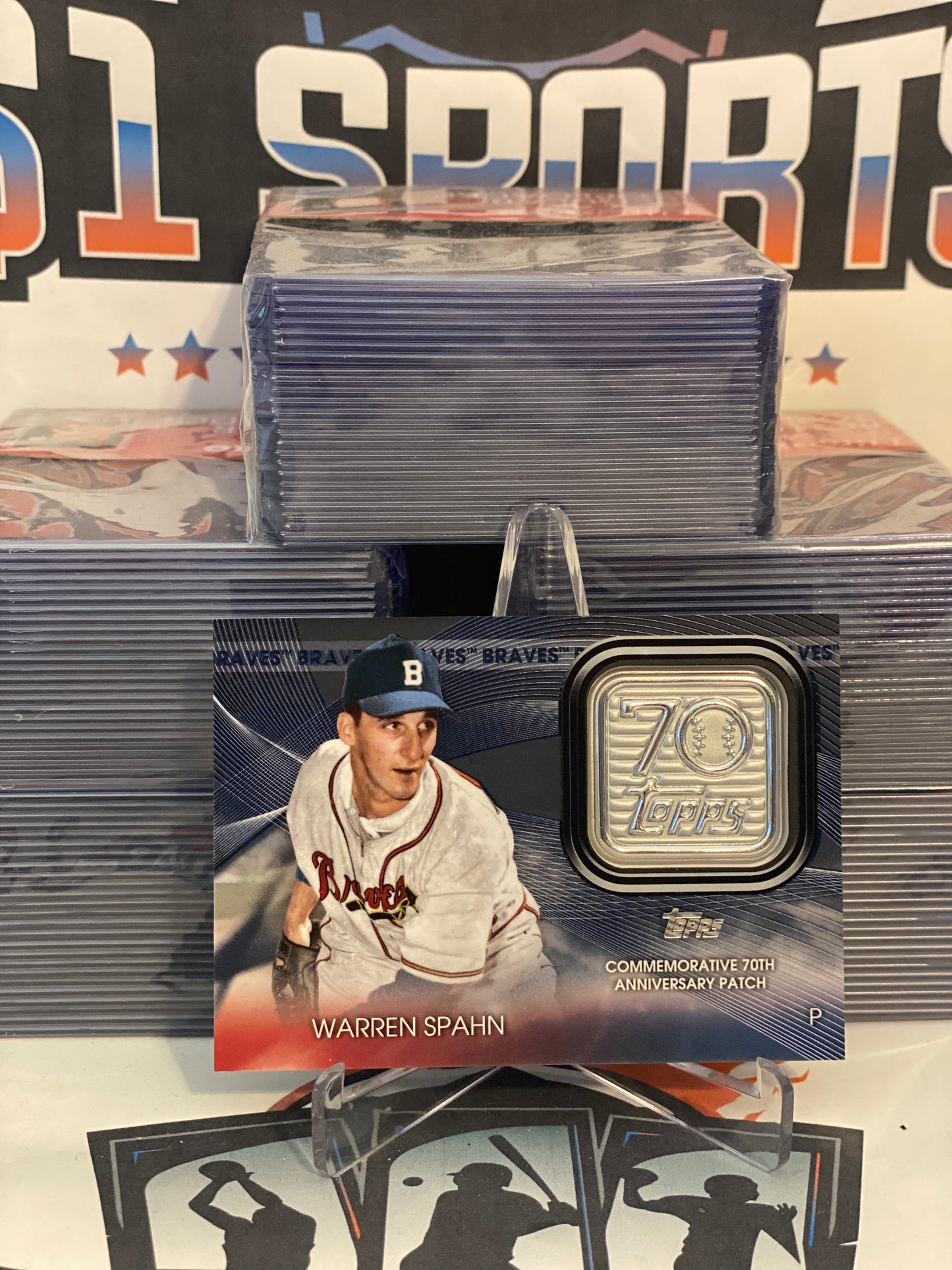 2021 Topps Update (Commemorative Logo Patch Relic) Warren Spahn #T70P-WS