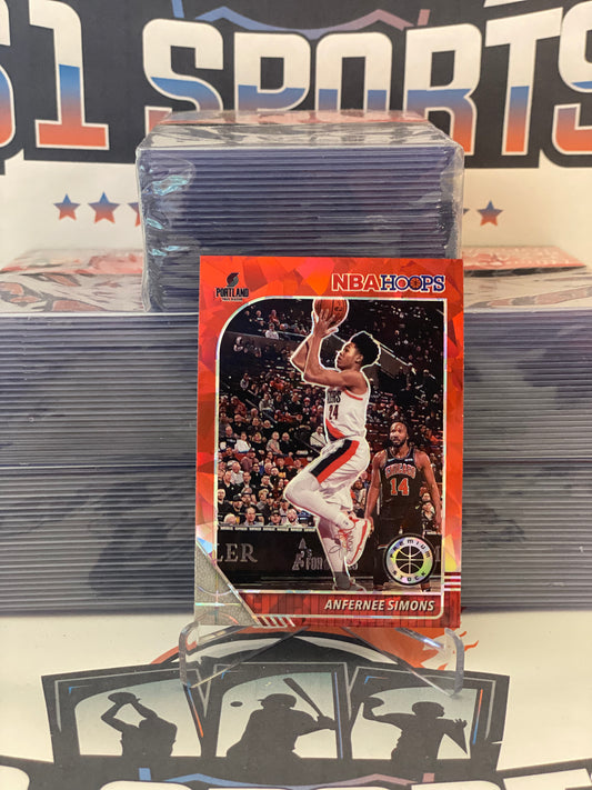 2019 Hoops Premium Stock (Red Cracked Ice Prizm) Anfernee Simons #268