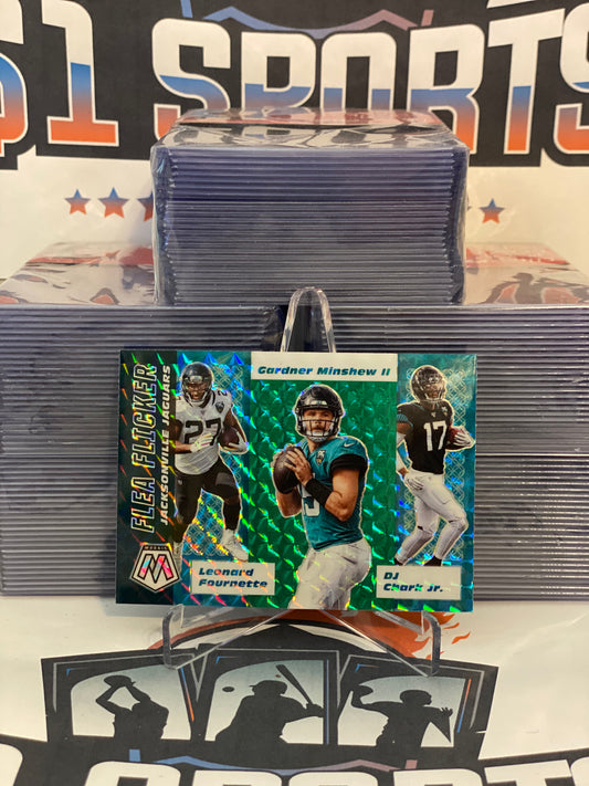 2020 Panini Mosaic (Green Prizm, Flea Flicker) Gardner Minshew, Leonard Fournette, DJ Chark Jr. #FF10