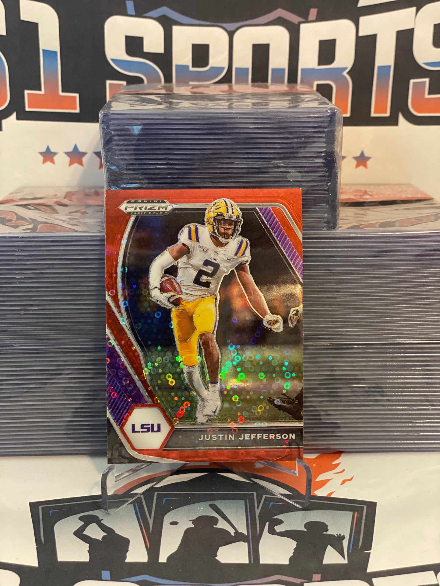 2021 Panini Prizm Draft Picks (Red Circles Prizm) Justin Jefferson #56
