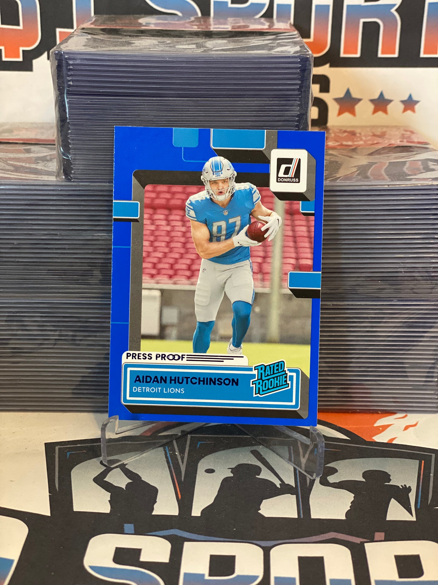 2022 Donruss (Blue Press Proof, Rated Rookie) Aidan Hutchinson #313