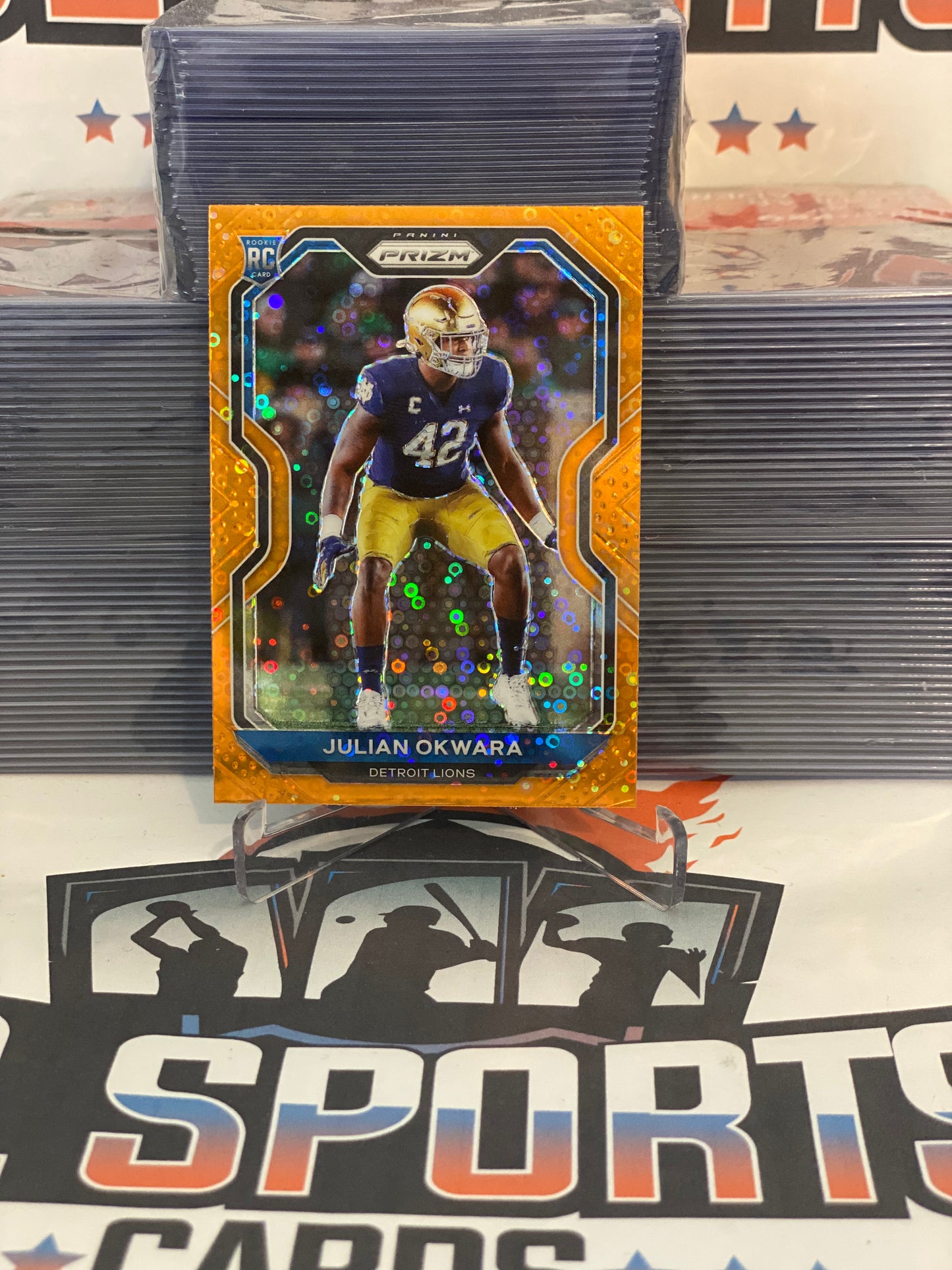 2020 Panini Prizm (Orange Disco Prizm) Julian Okwara Rookie #361