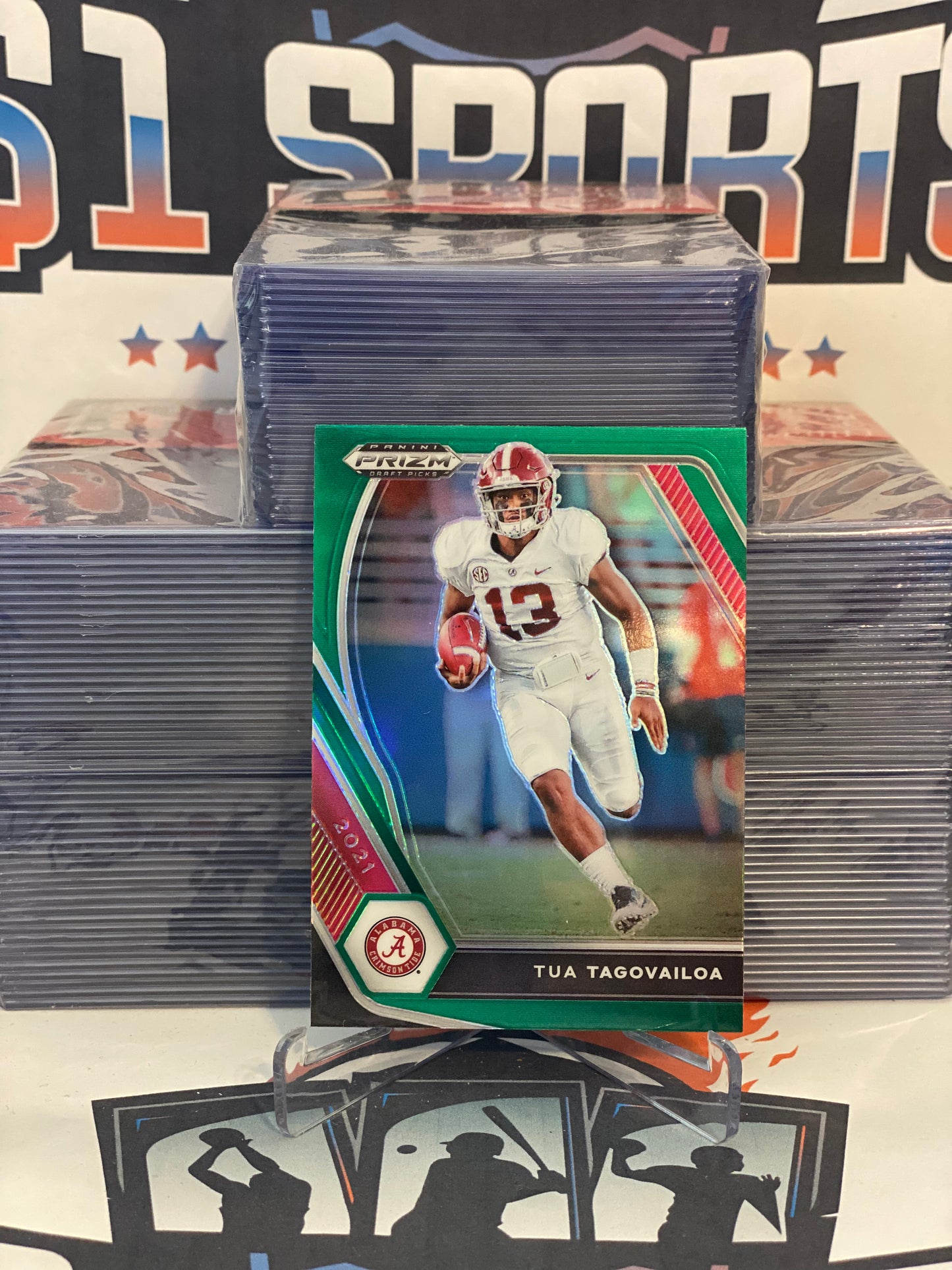2021 Panini Prizm Draft Picks (Green Prizm) Tua Tagovailoa #21