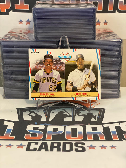 1988 Fleer (Major League Prospects) Felix Fermin & Jessie Reid Rookie #643