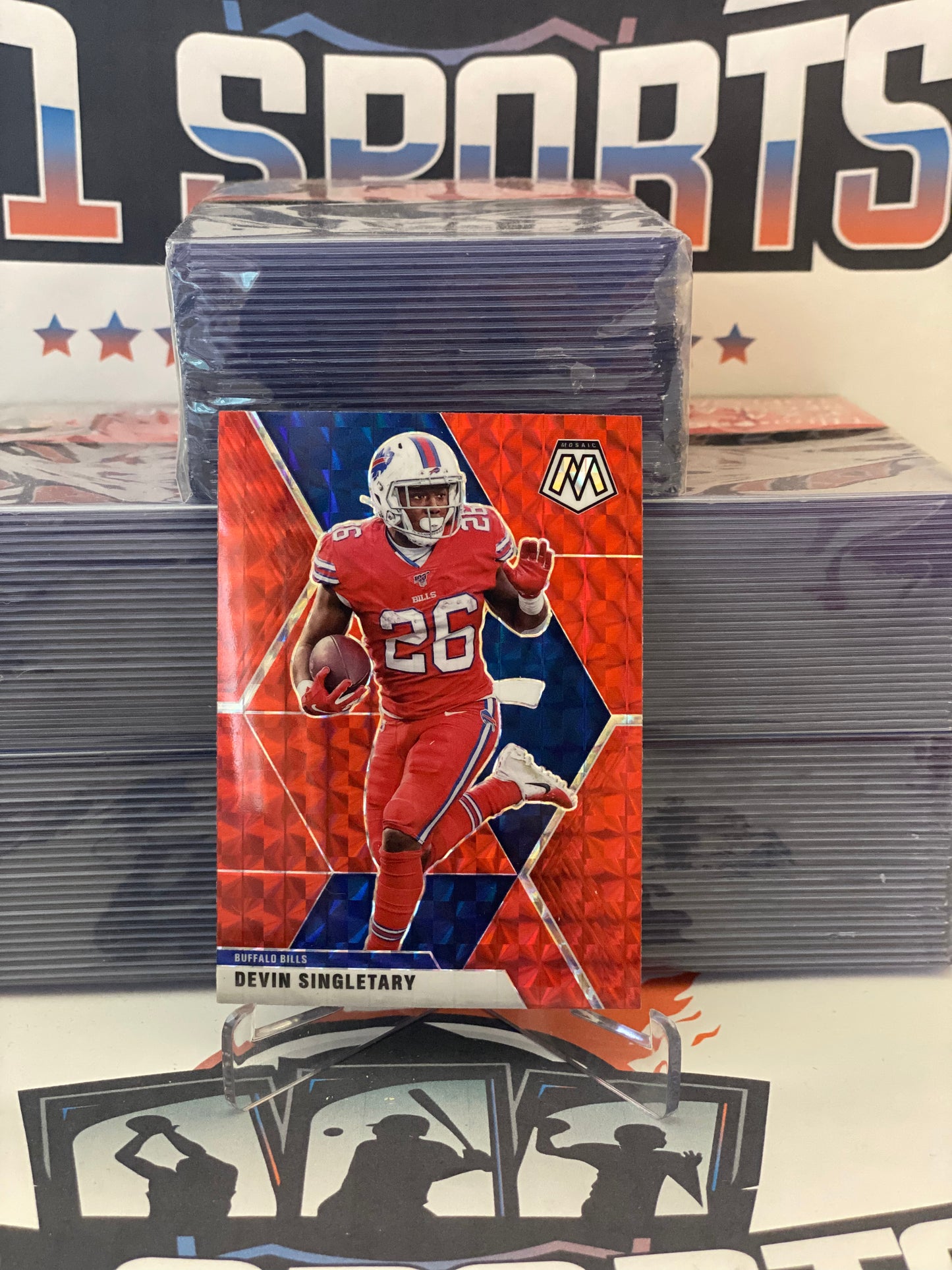 2020 Panini Mosaic (Red Reactive Prizm) Devin Singletary #27