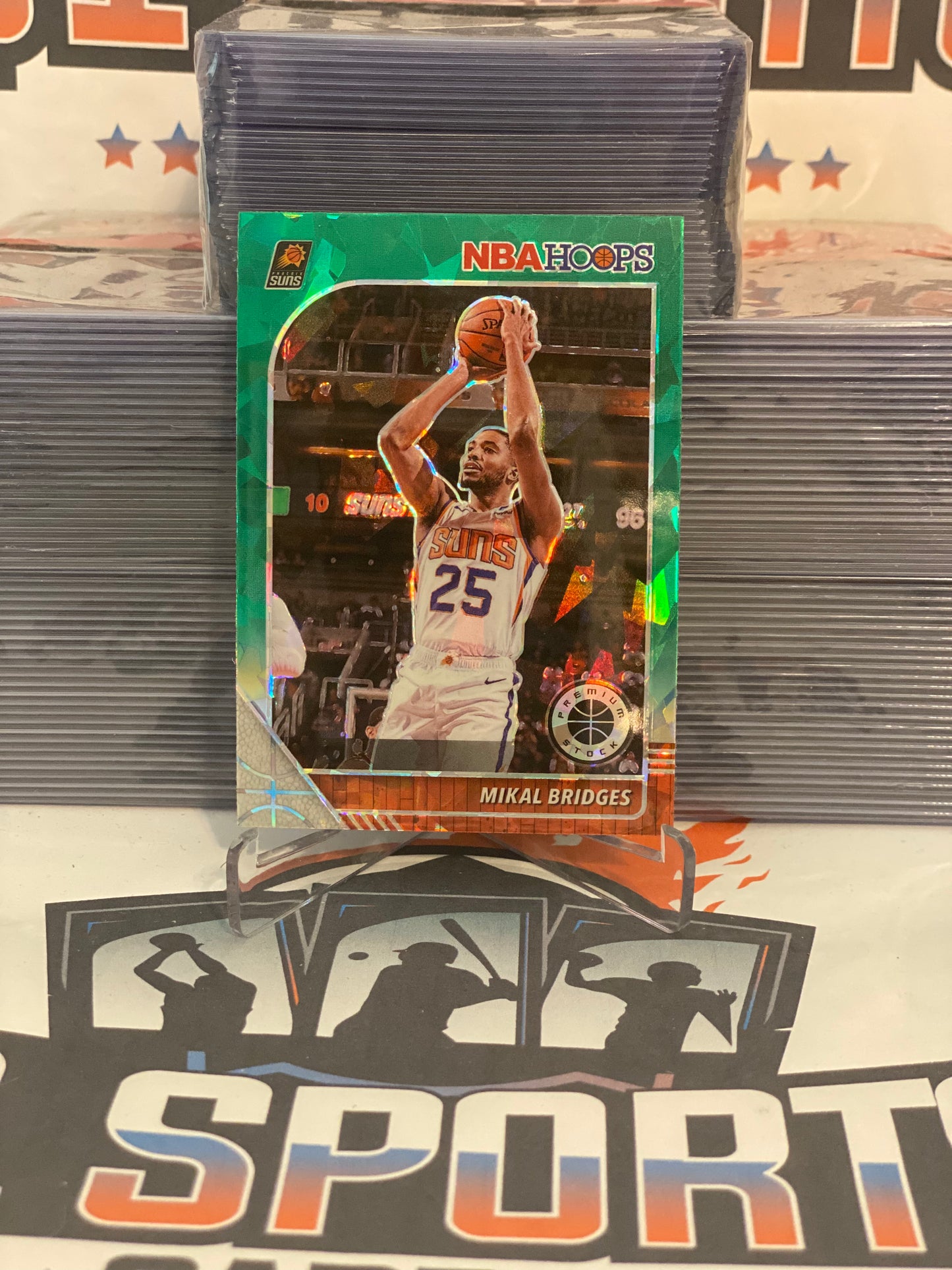 2019 Hoops Premium Stock (Green Cracked Ice Prizm) Mikal Bridges #153