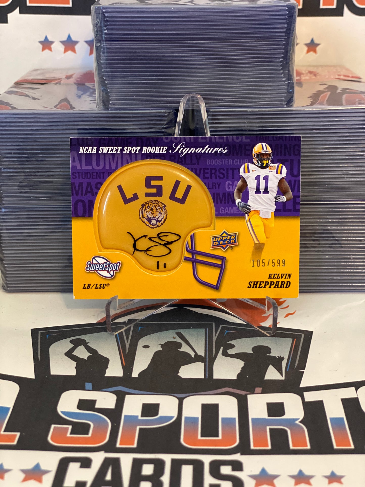 2011 Upper Deck (NCAA Sweet Spot Rookie Signatures Auto, 105/599) Kelvin Sheppard #RS-KS