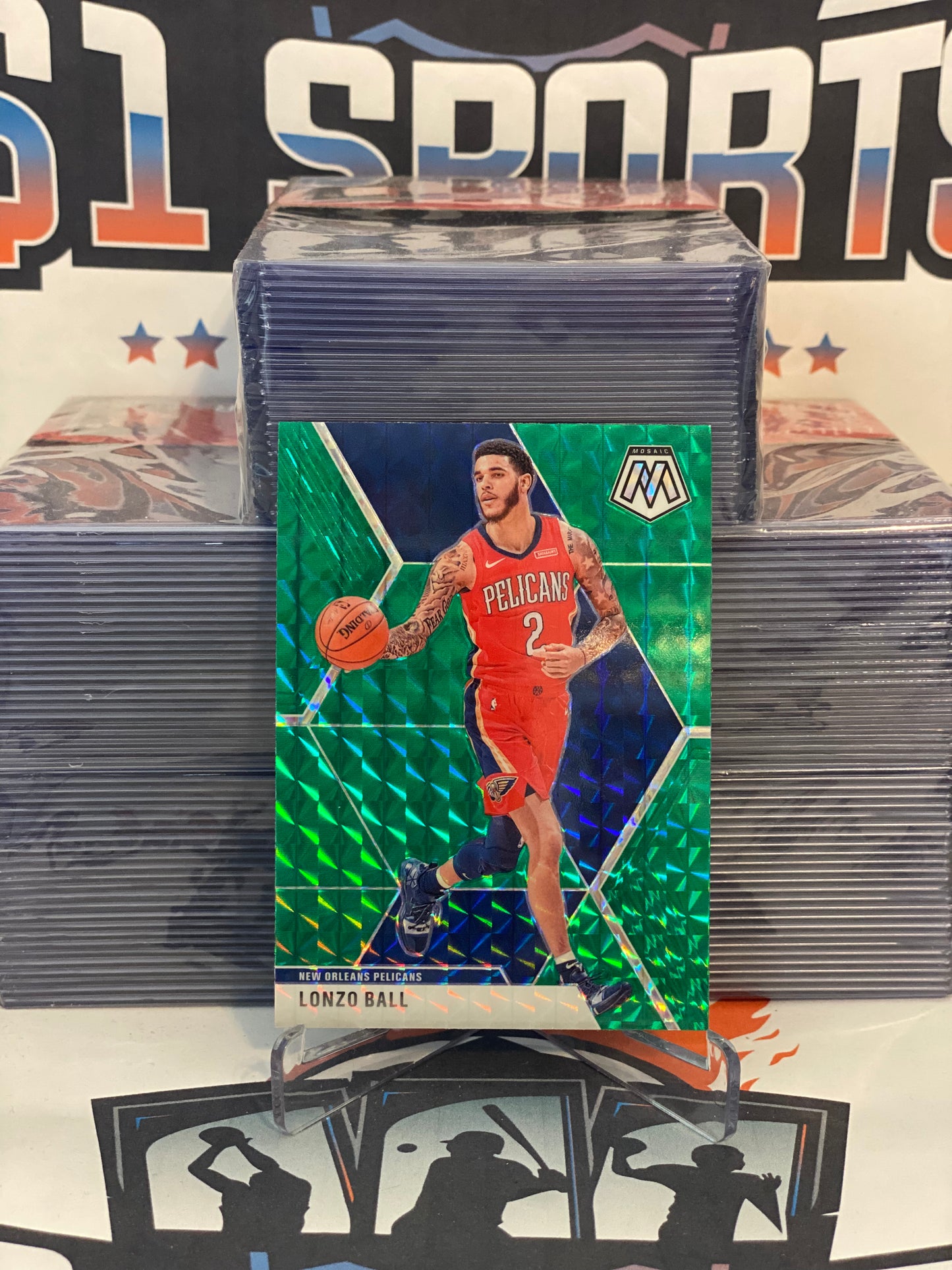 2019 Panini Mosaic (Green Prizm) Lonzo Ball #166