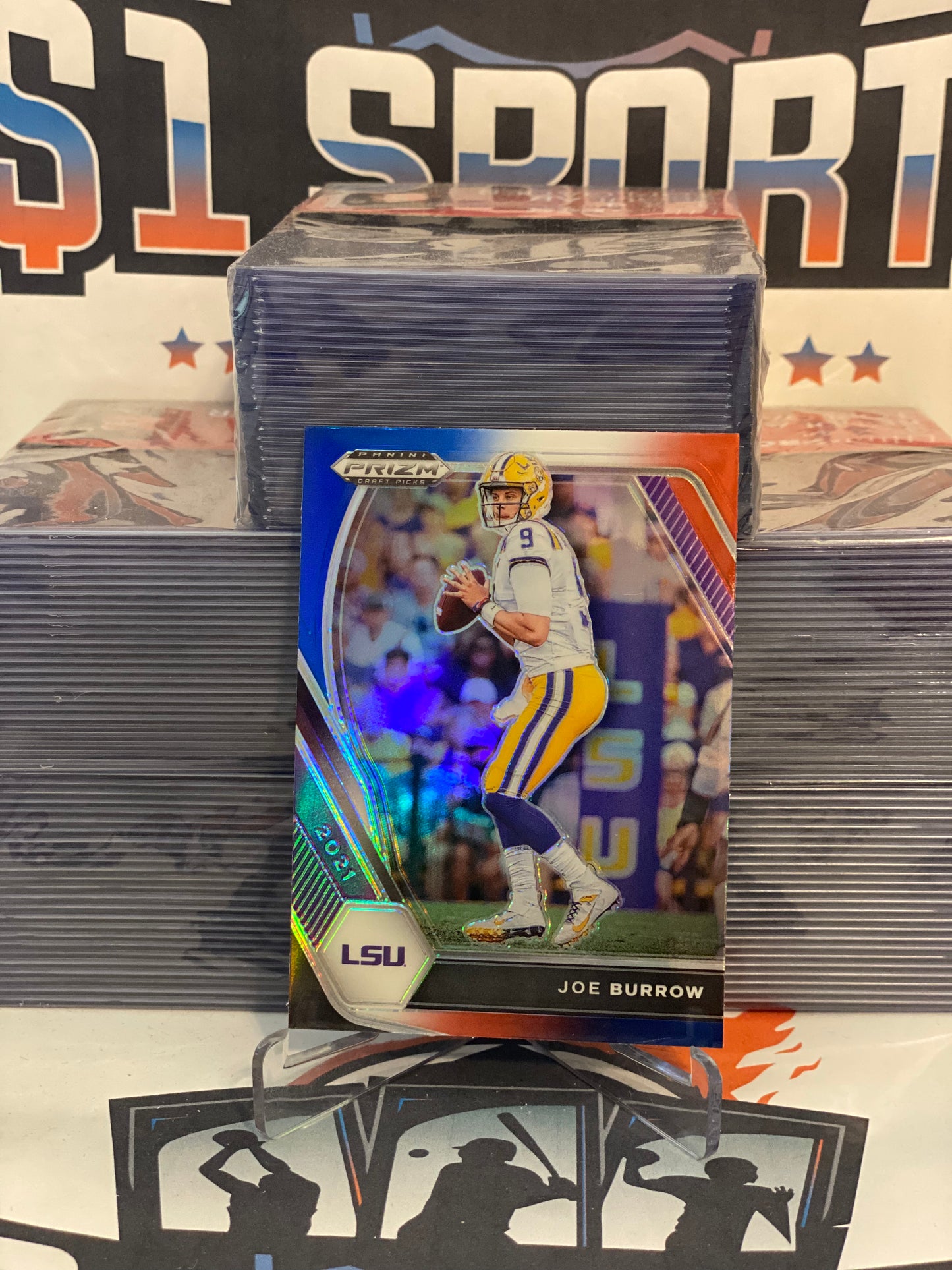 2021 Panini Prizm Draft Picks (Red White Blue Prizm) Joe Burrow #3