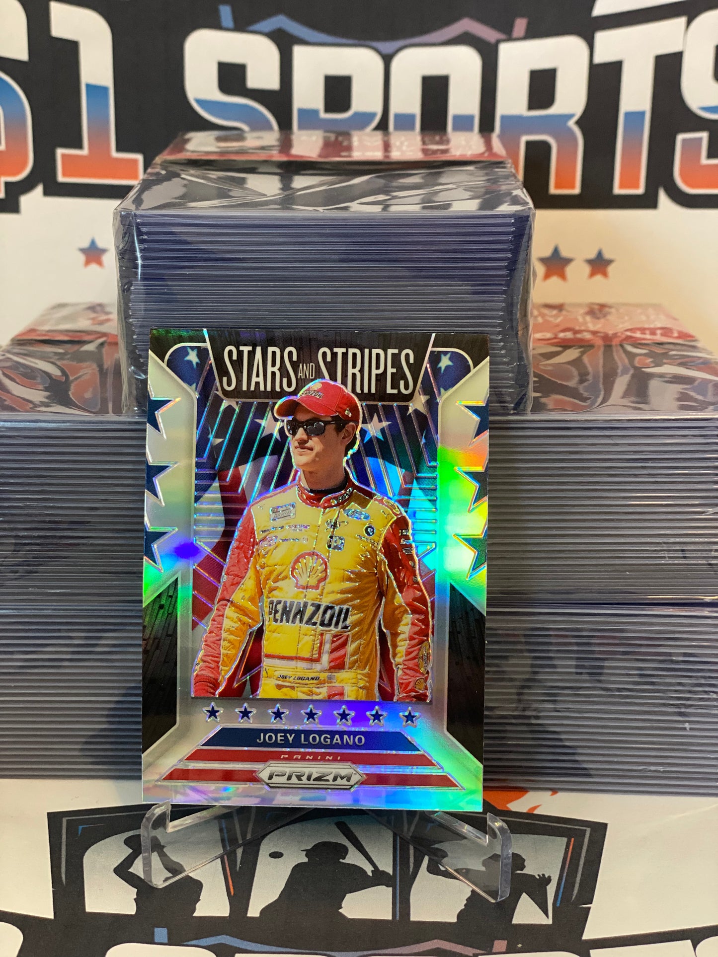 2020 Panini Prizm (Silver Prizm; Stars and Stripes) Joey Logano #SS13