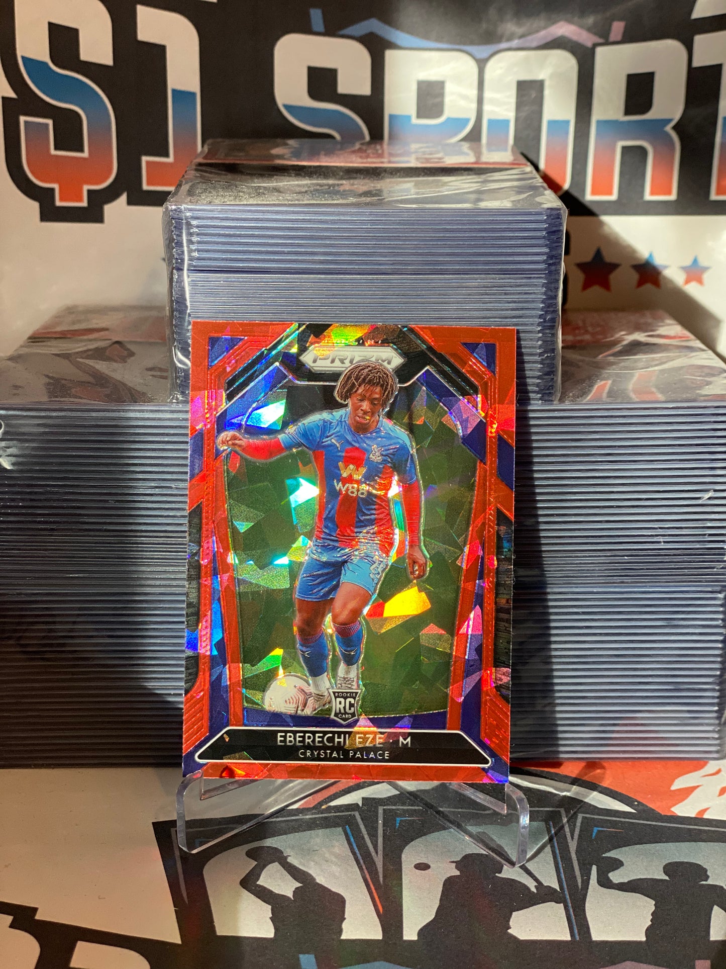 2020 Panini Prizm Premier League (Red Ice Prizm) Eberechi Eze Rookie #63